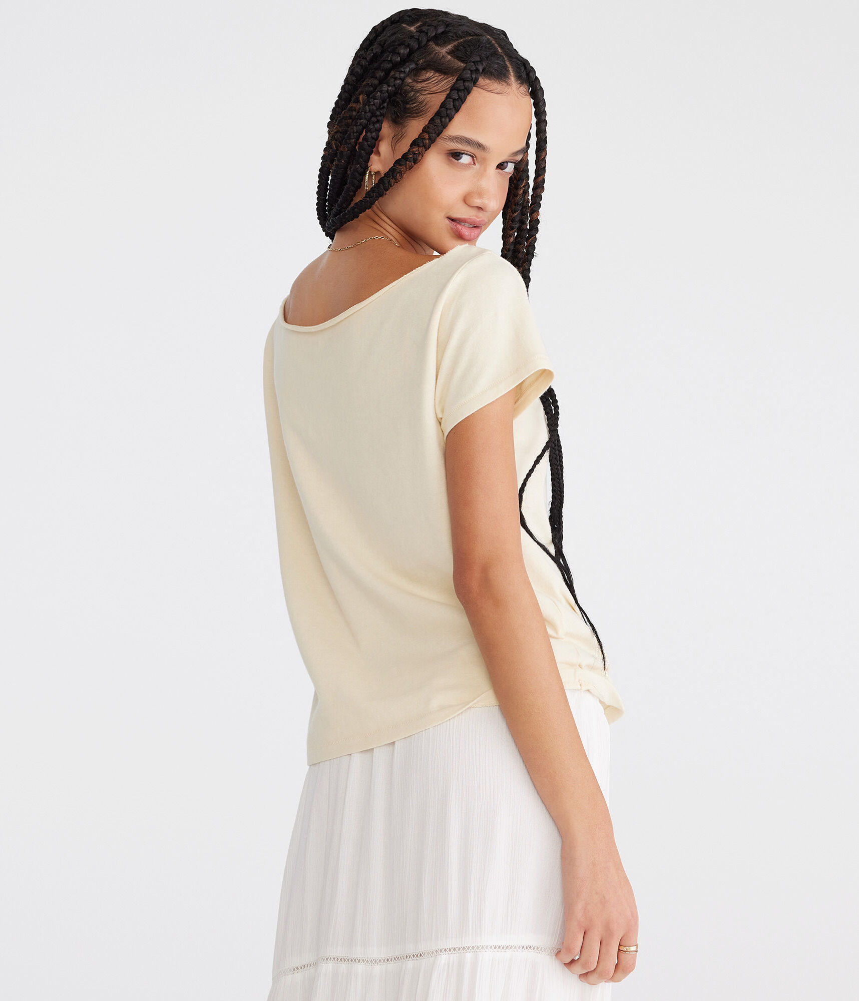 Italia Off-The-Shoulder Vintage Fit Graphic Tee