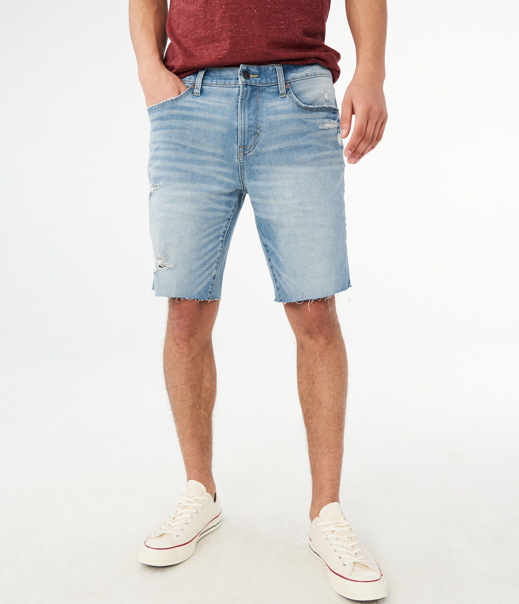 Flex Effects Light Wash 9 5 Denim Cutoff Shorts
