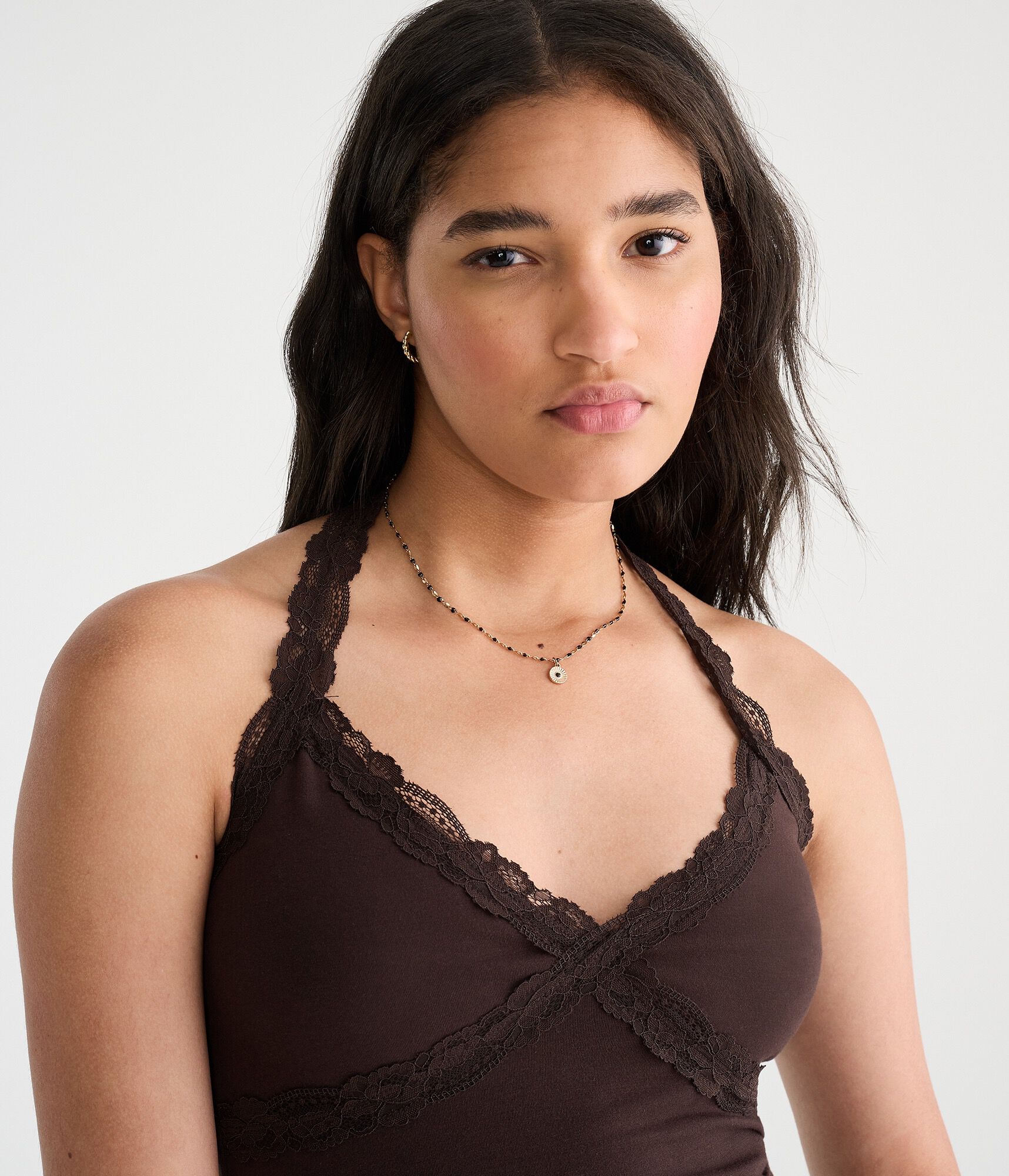 D&eacute;j&agrave; For Aero Lace V-Neck Halter Top