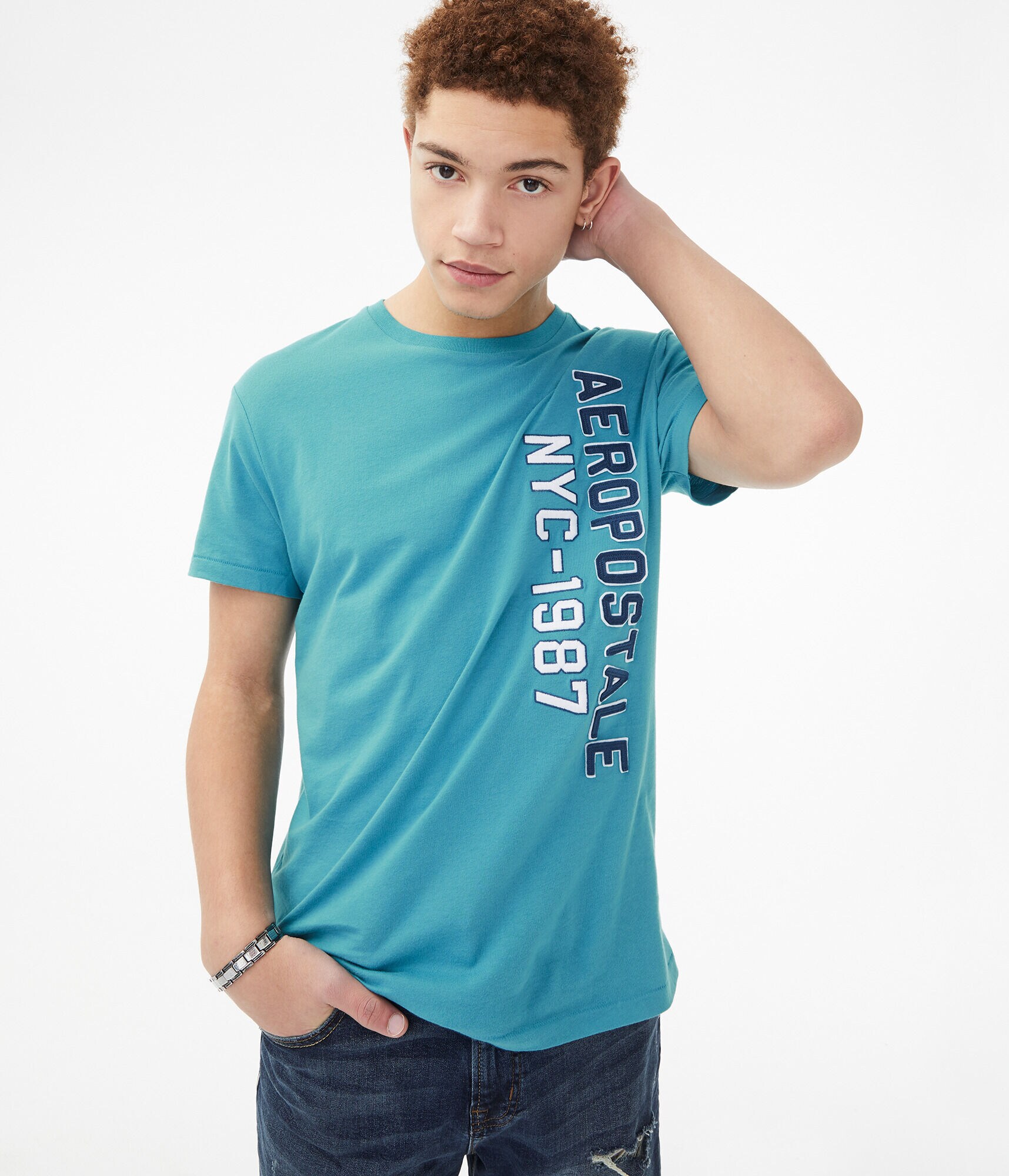 Aeropostale NYC-1987 Logo Appliqu&eacute; Graphic Tee