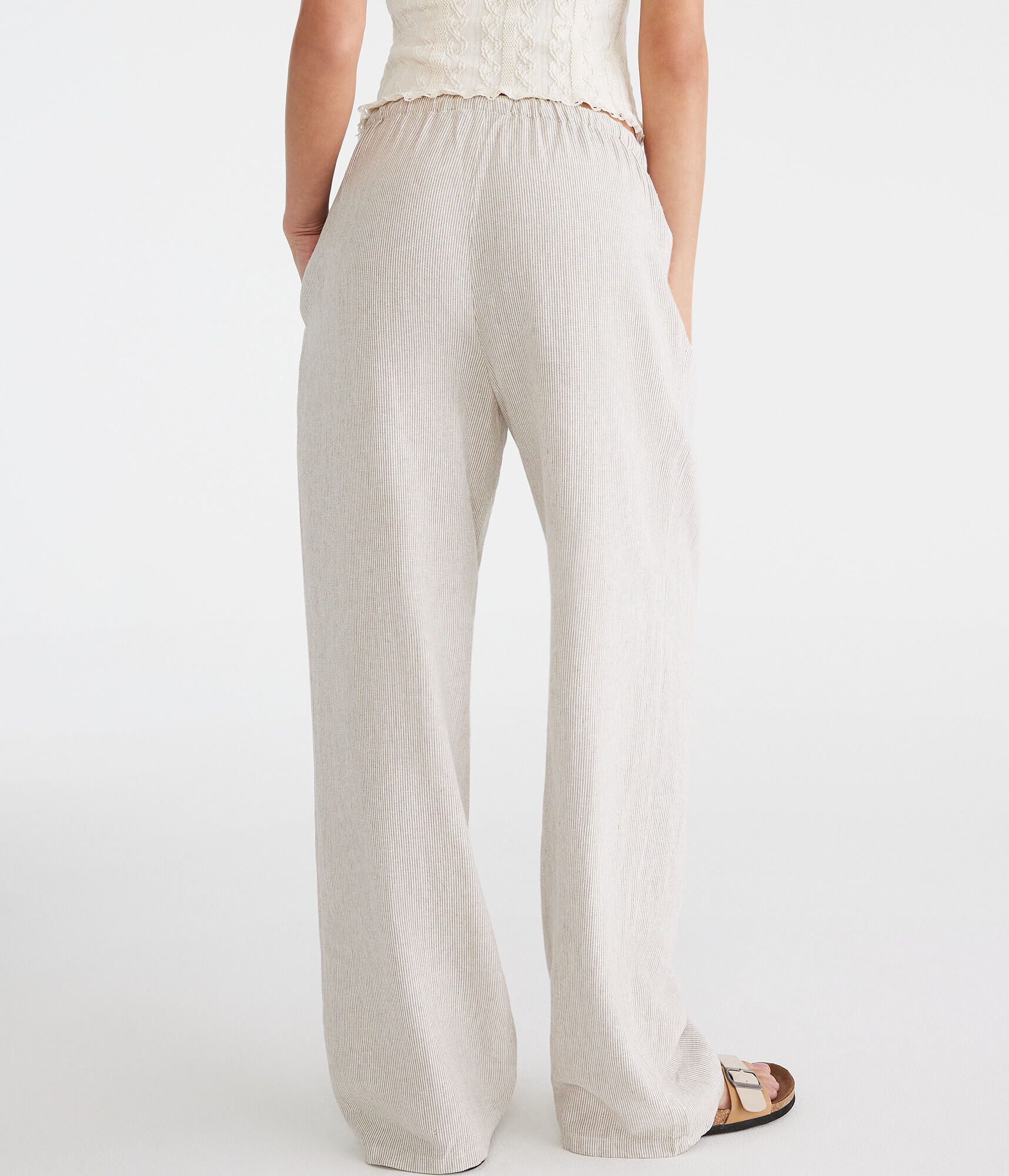 Striped Linen Drawstring Pants