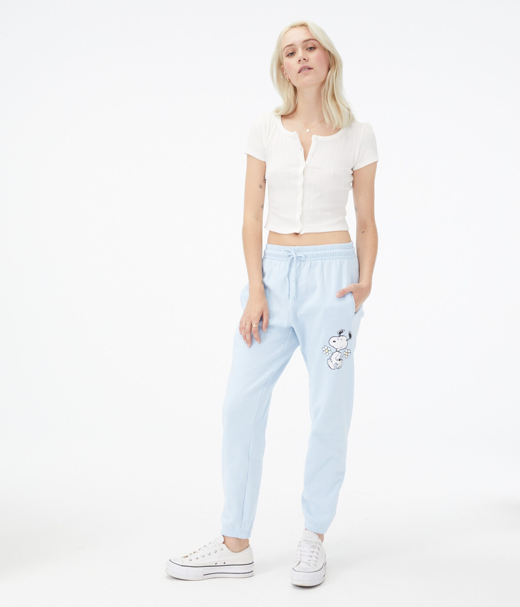 Snoopy Flowers Cinched Sweatpants