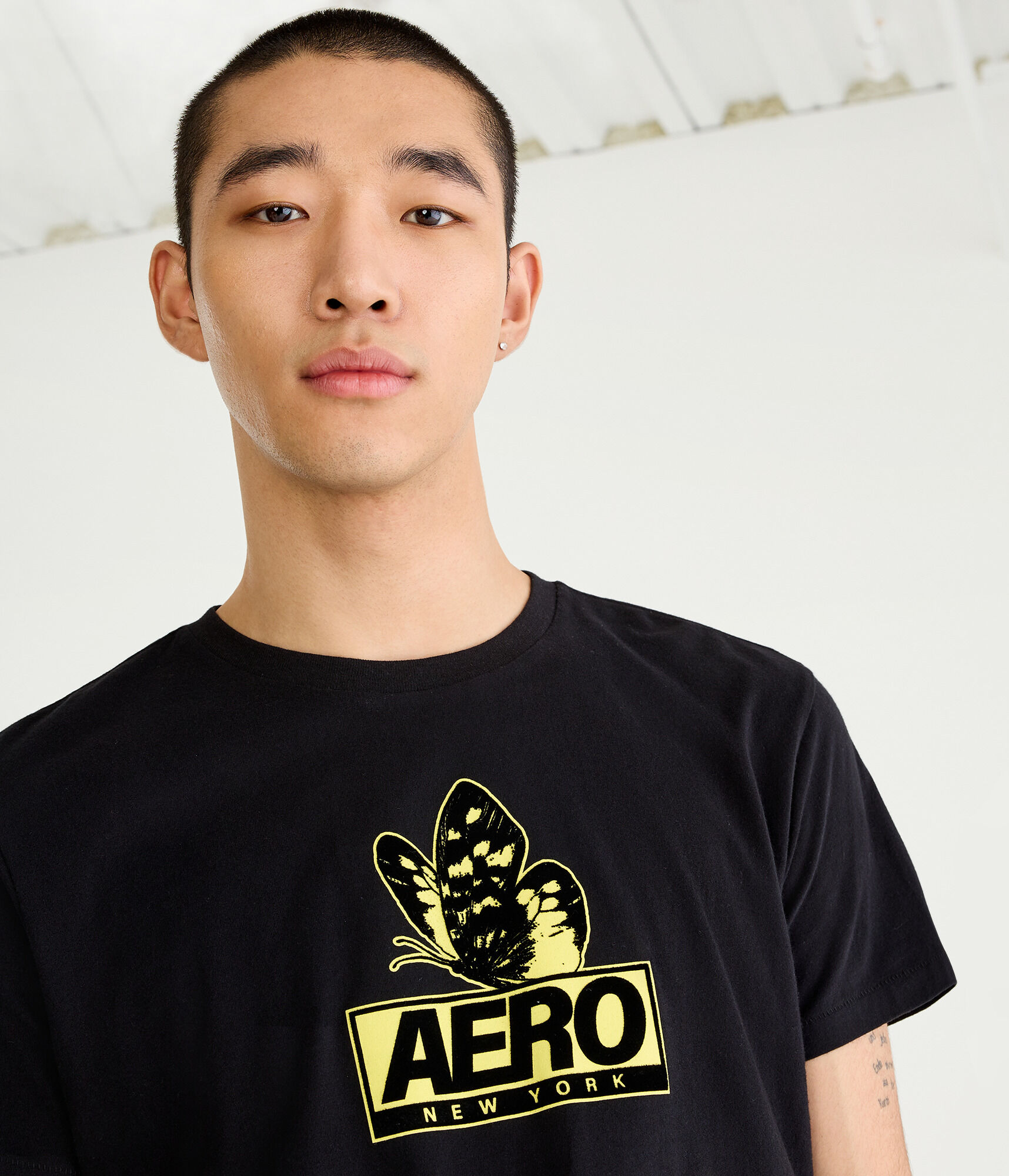 Aero Butterfly Box Logo Flocked Graphic Tee