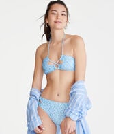 Floral Cutout Halter Bikini Top