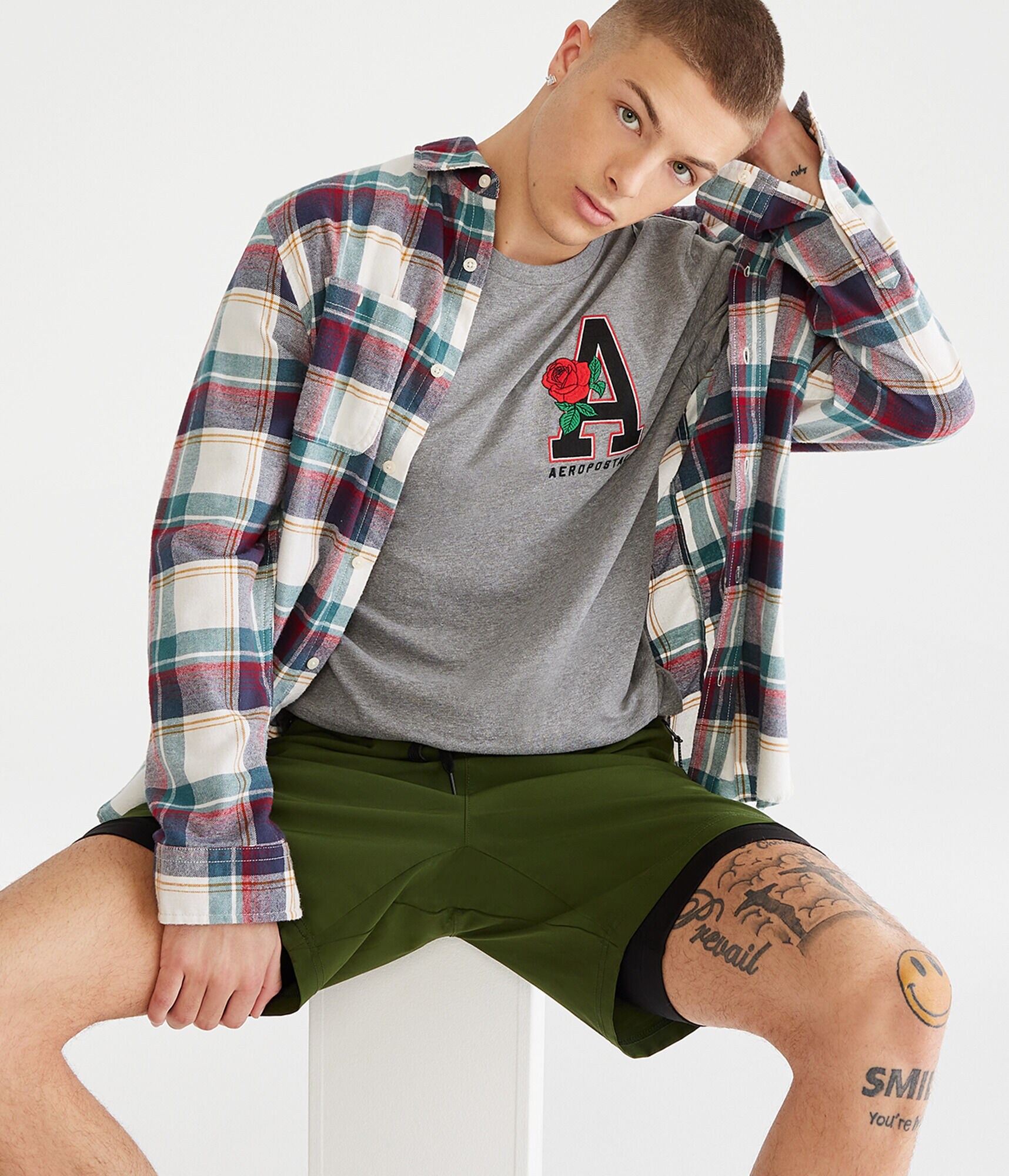 Aeropostale Rose Letter Appliqu&eacute; Graphic Tee