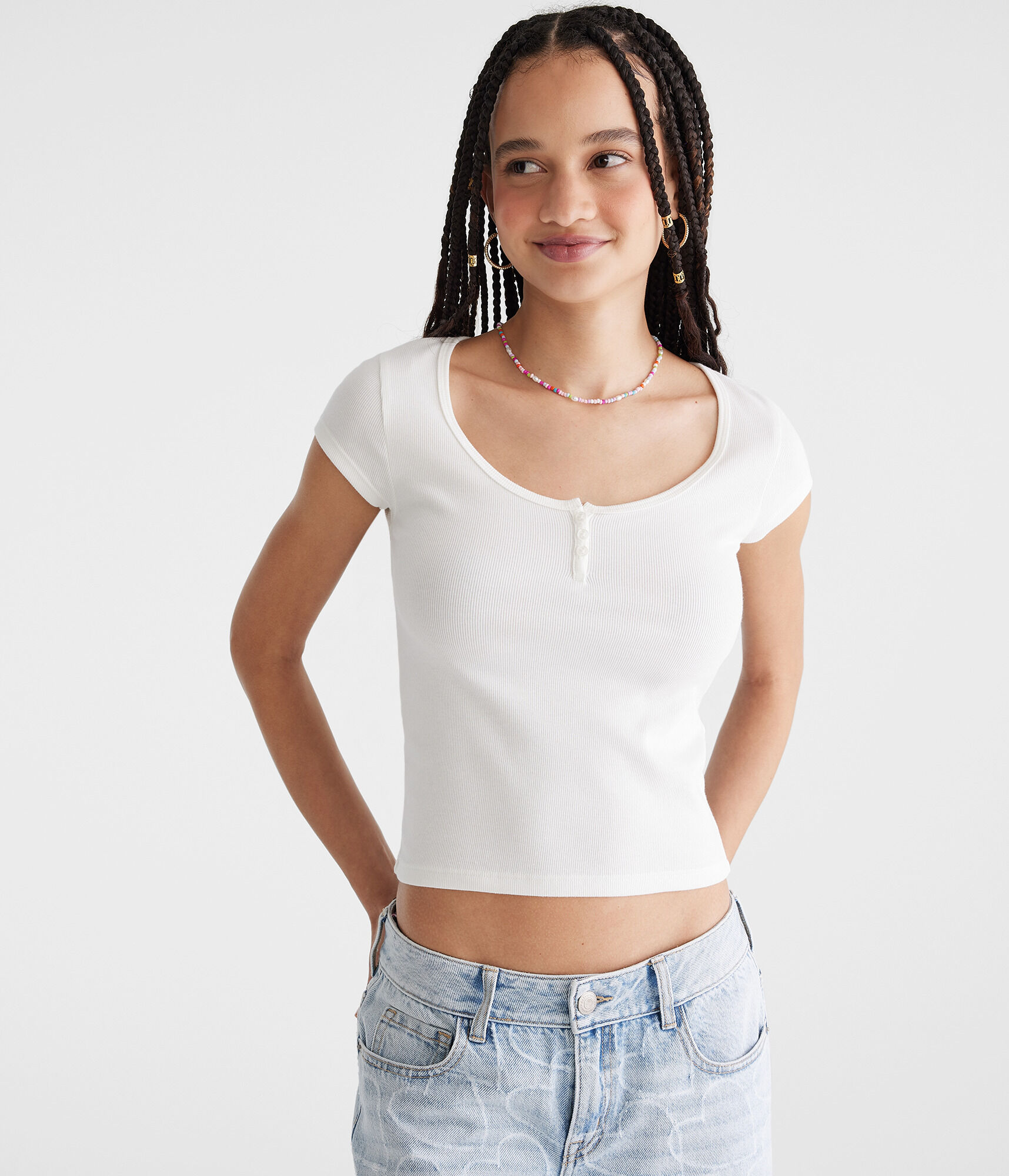 Seriously Soft Henley Tiny Top
