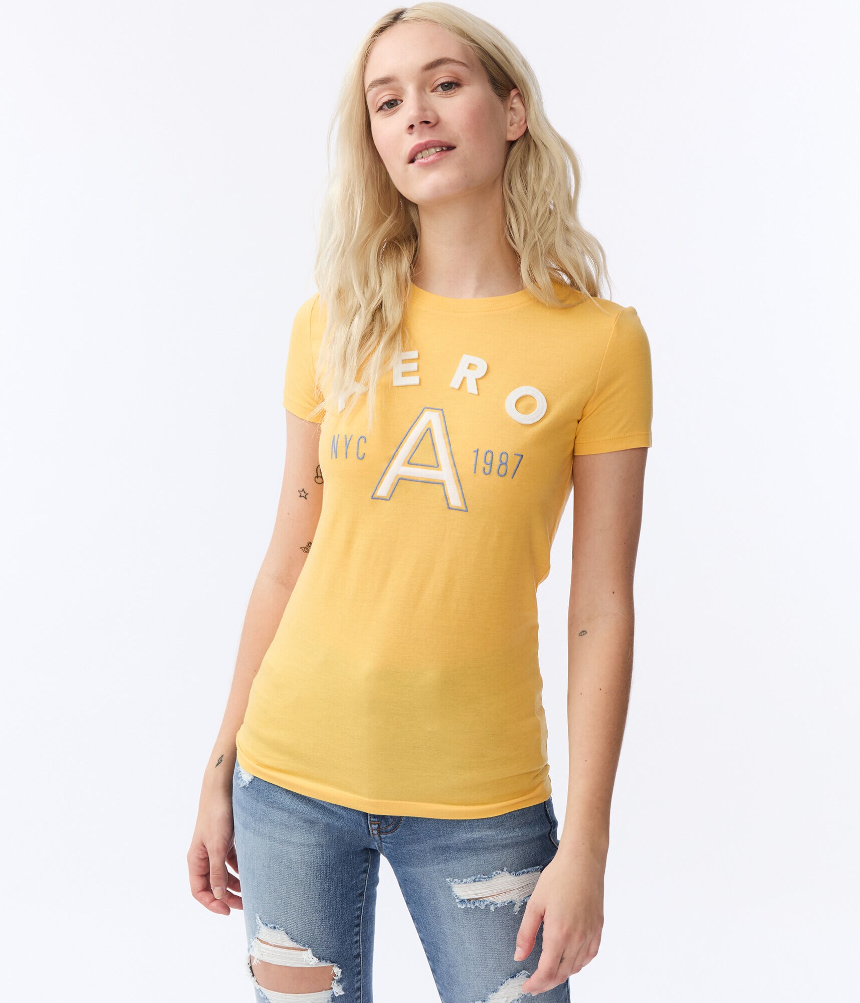 Aero Arch Letter Appliqu&eacute; Graphic Tee***