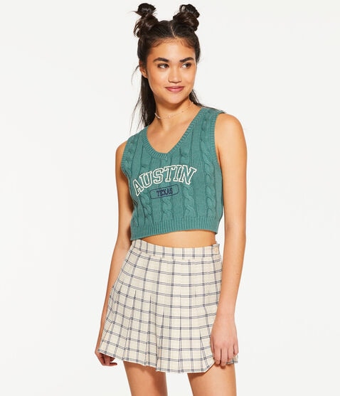 Plaid High-Waisted Pleated Skirt