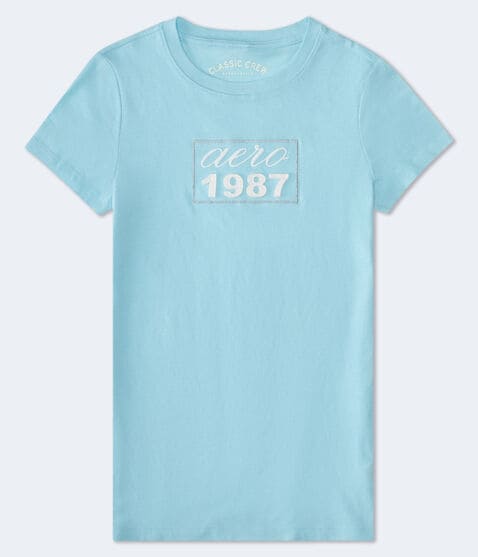 Aero 1987 Box Logo Appliqué Graphic Tee Aero 1987 Box Logo Appliqué Graphic Tee