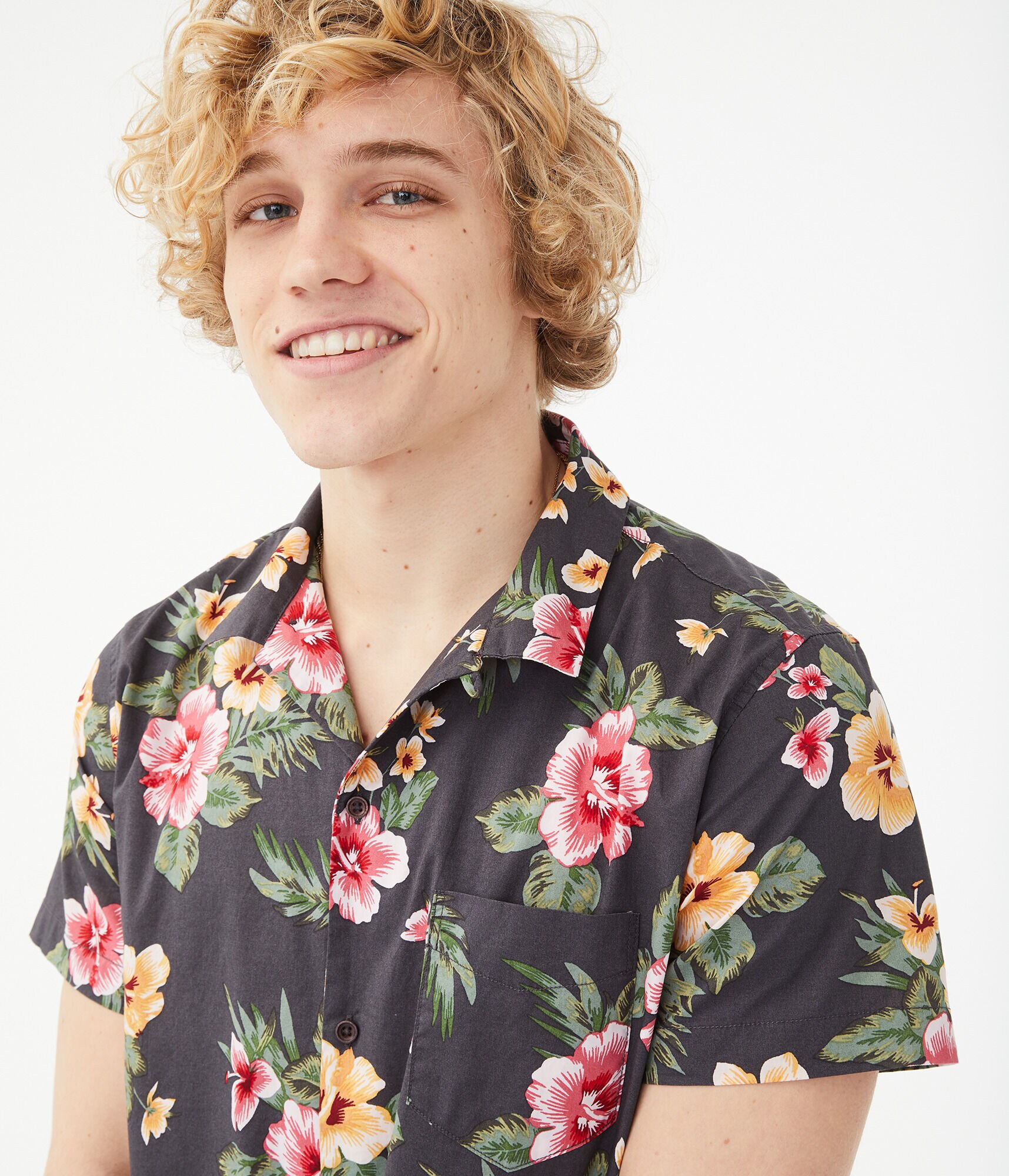 Island Floral Button-Down Resort Shirt