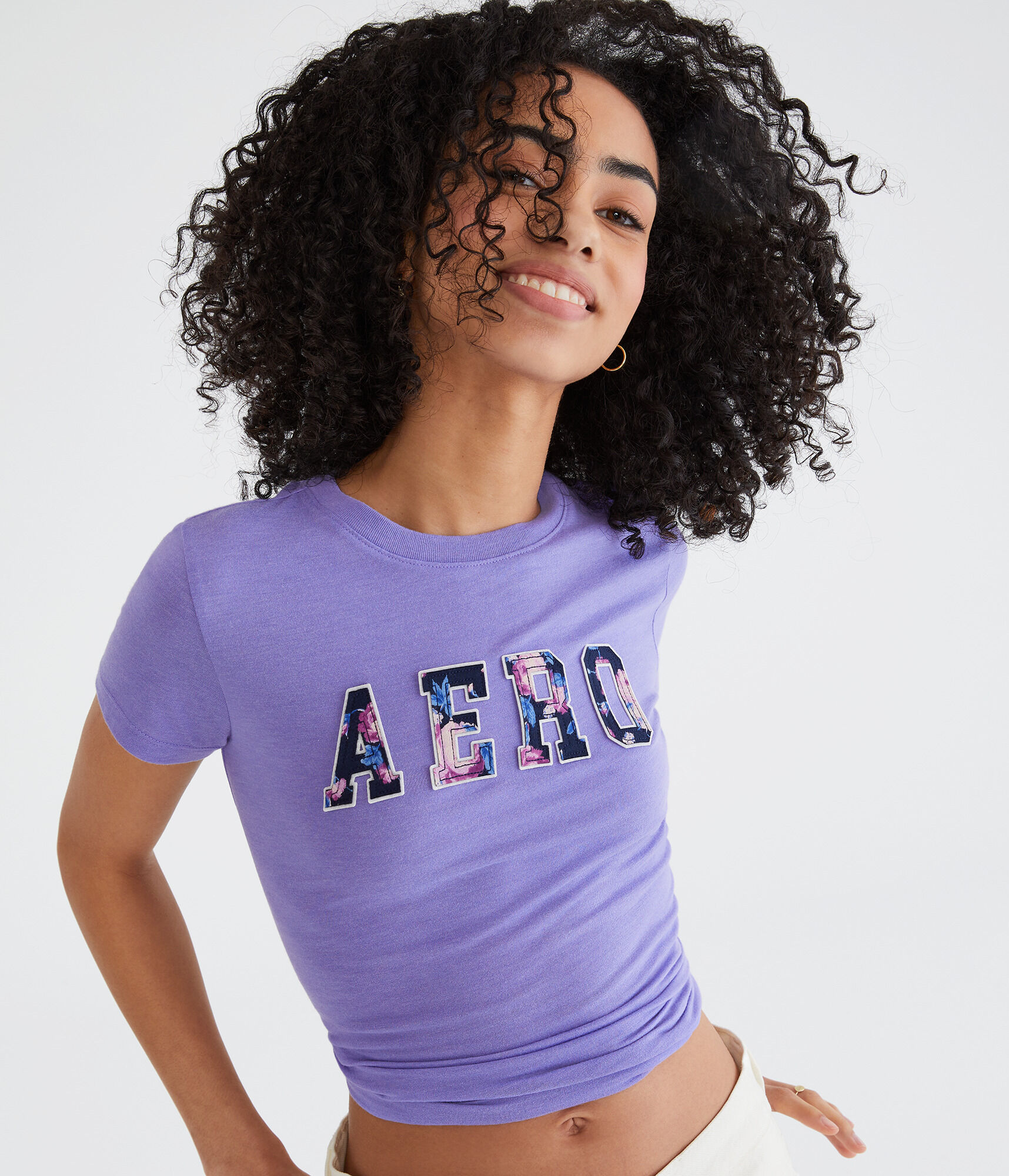 Aero Floral Logo Appliqu&eacute; Graphic Tee