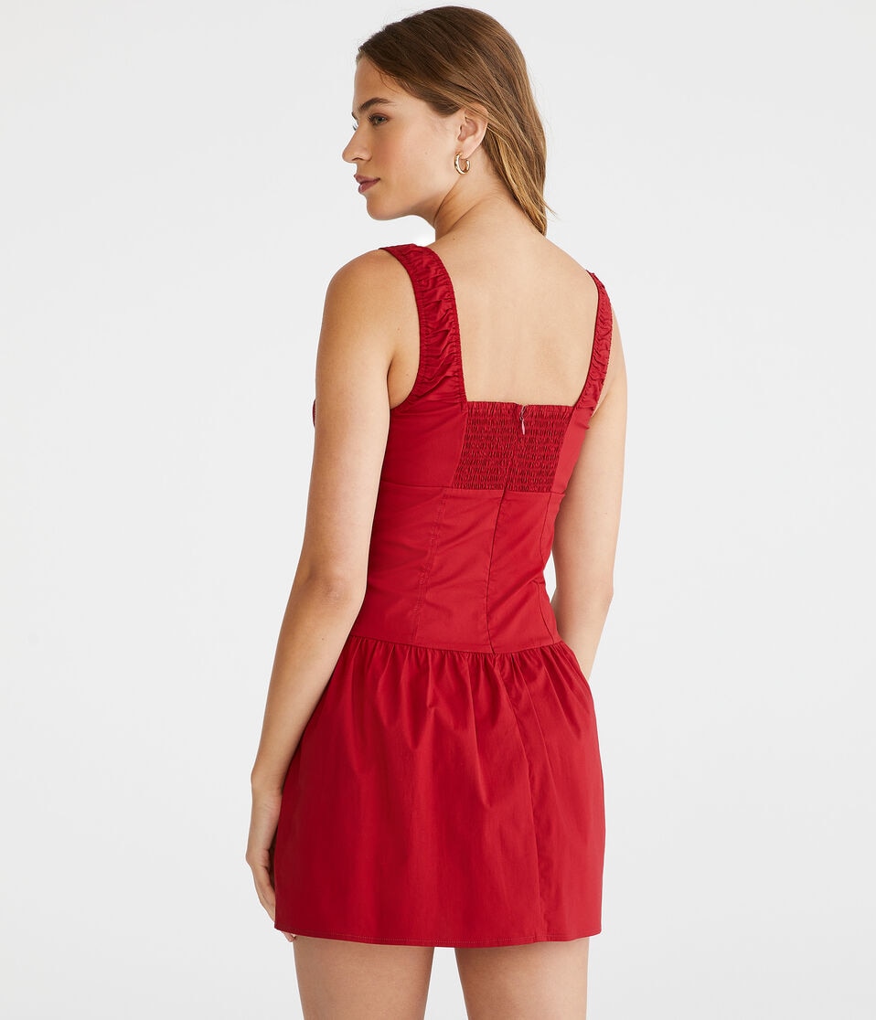 Solid Square-Neck Drop-Waist Mini Dress Solid Square-Neck Drop-Waist Mini Dress