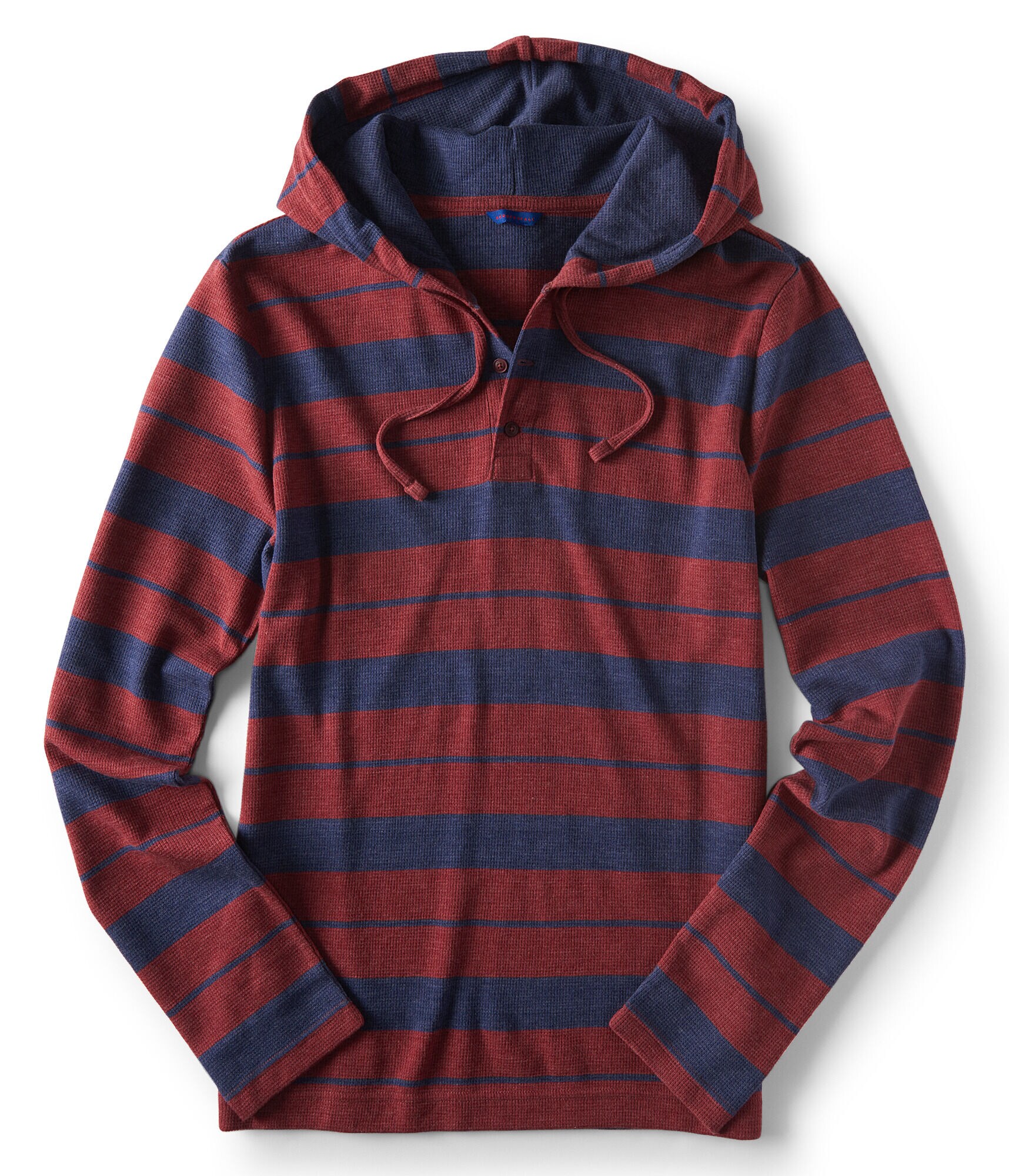 Long Sleeve Striped Thermal Hooded Henley