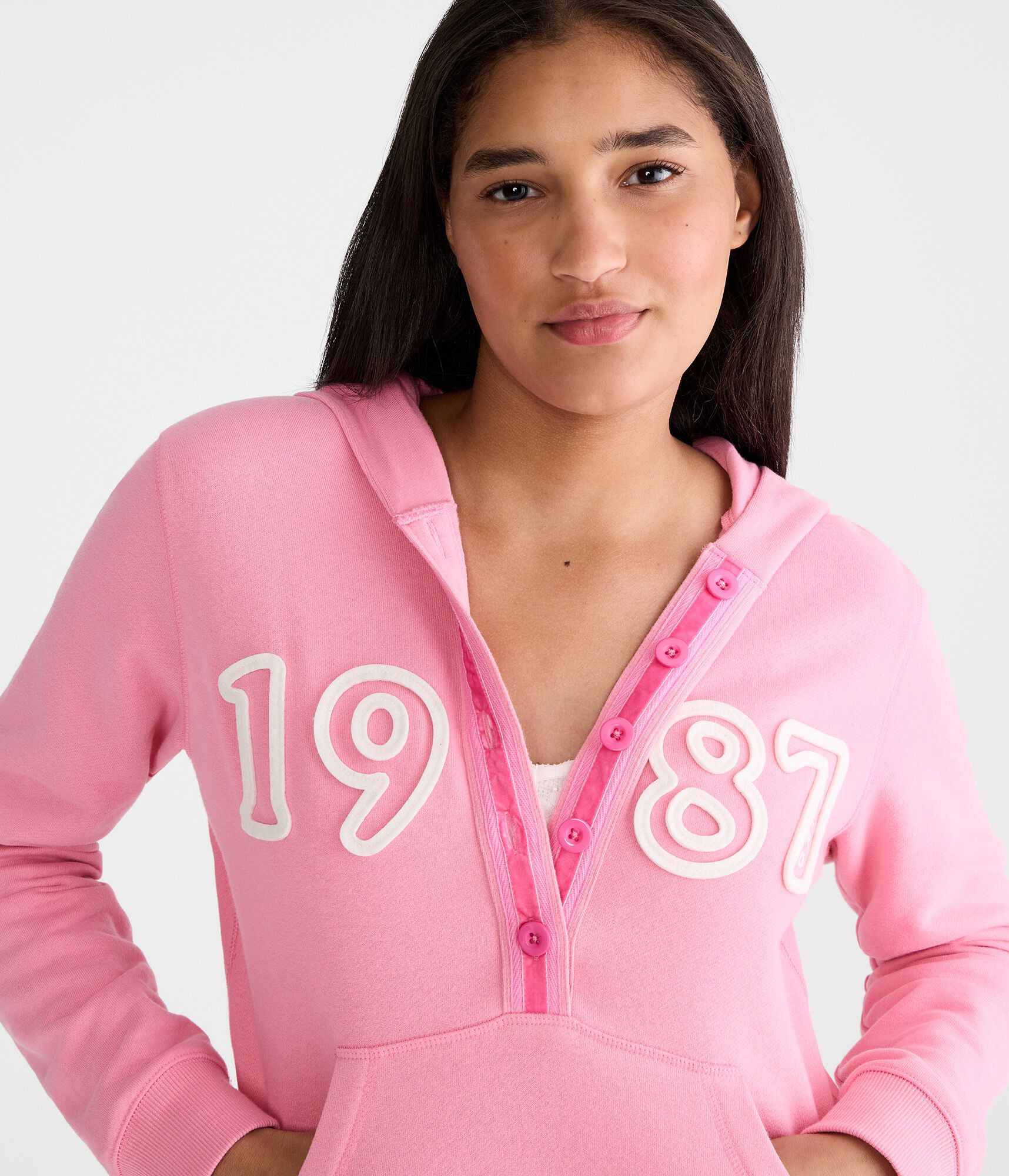 1987 Logo Buttoned Pullover Hoodie