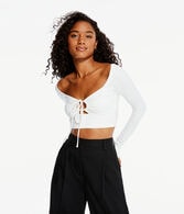 Long Sleeve Seriously Soft Convertible Tie Crop Top