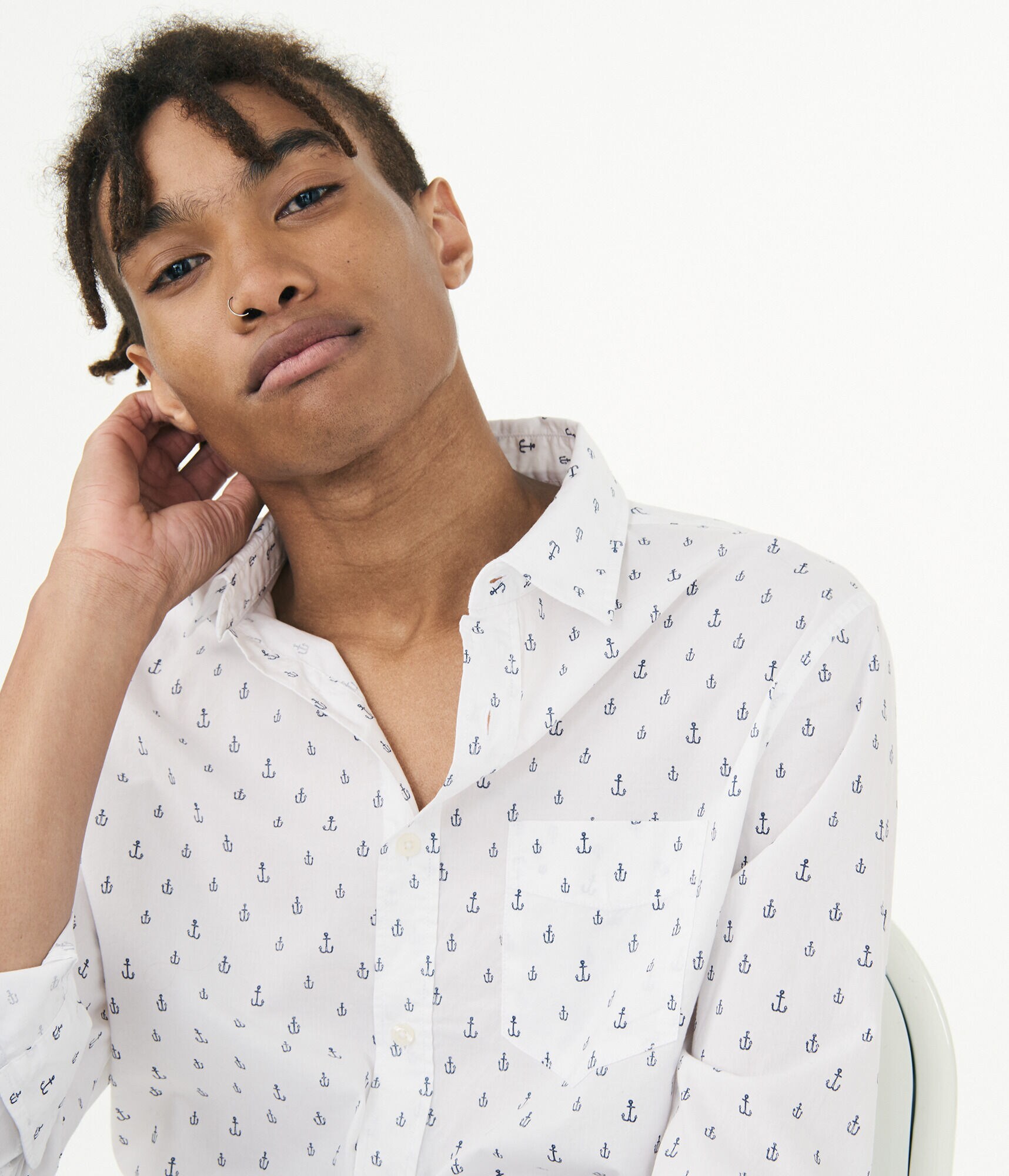 Long Sleeve Anchor Woven Shirt