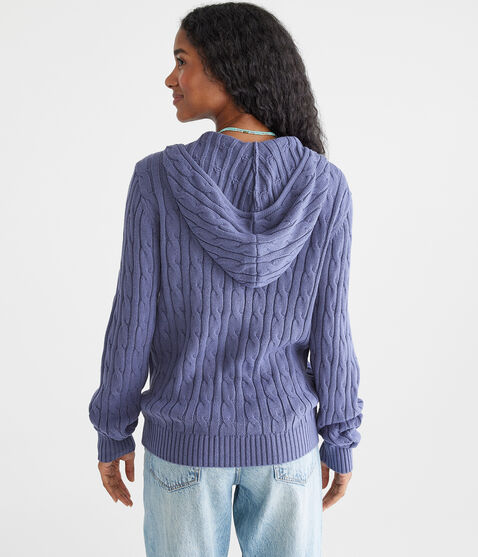 Hooded Full-Zip Cable Cardigan Hooded Full-Zip Cable Cardigan