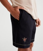 Embroidered Floral Linen Shorts 7"