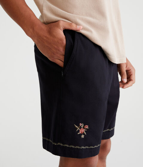 Embroidered Floral Linen Shorts 7" Embroidered Floral Linen Shorts 7"