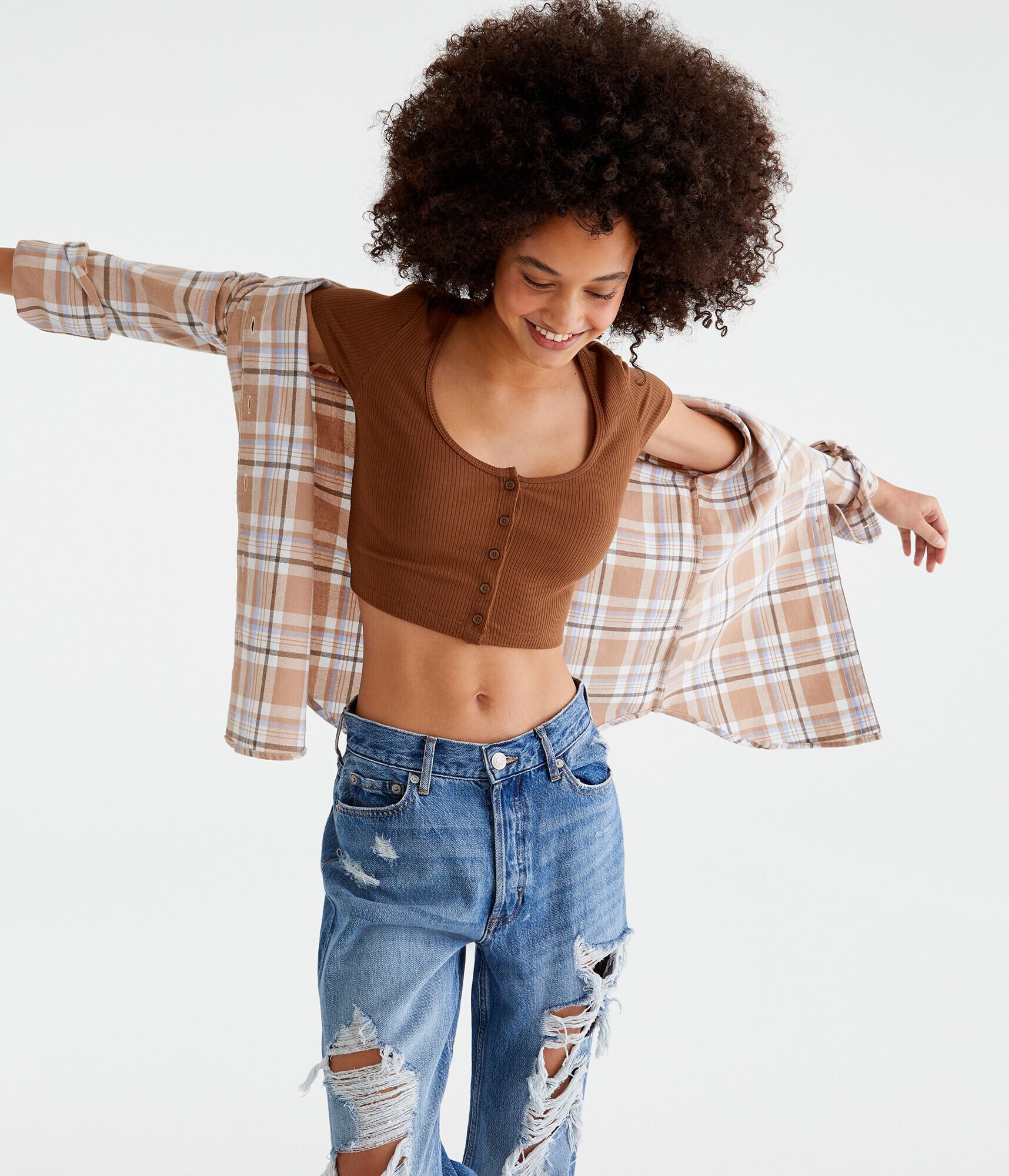 Buttoned Scoop-Neck Cardigan Tee