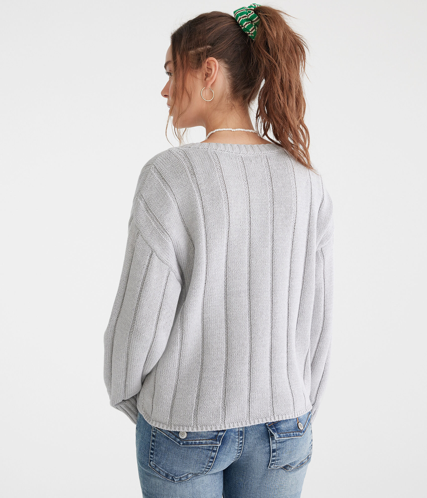 Ribbed V-Neck Sweater