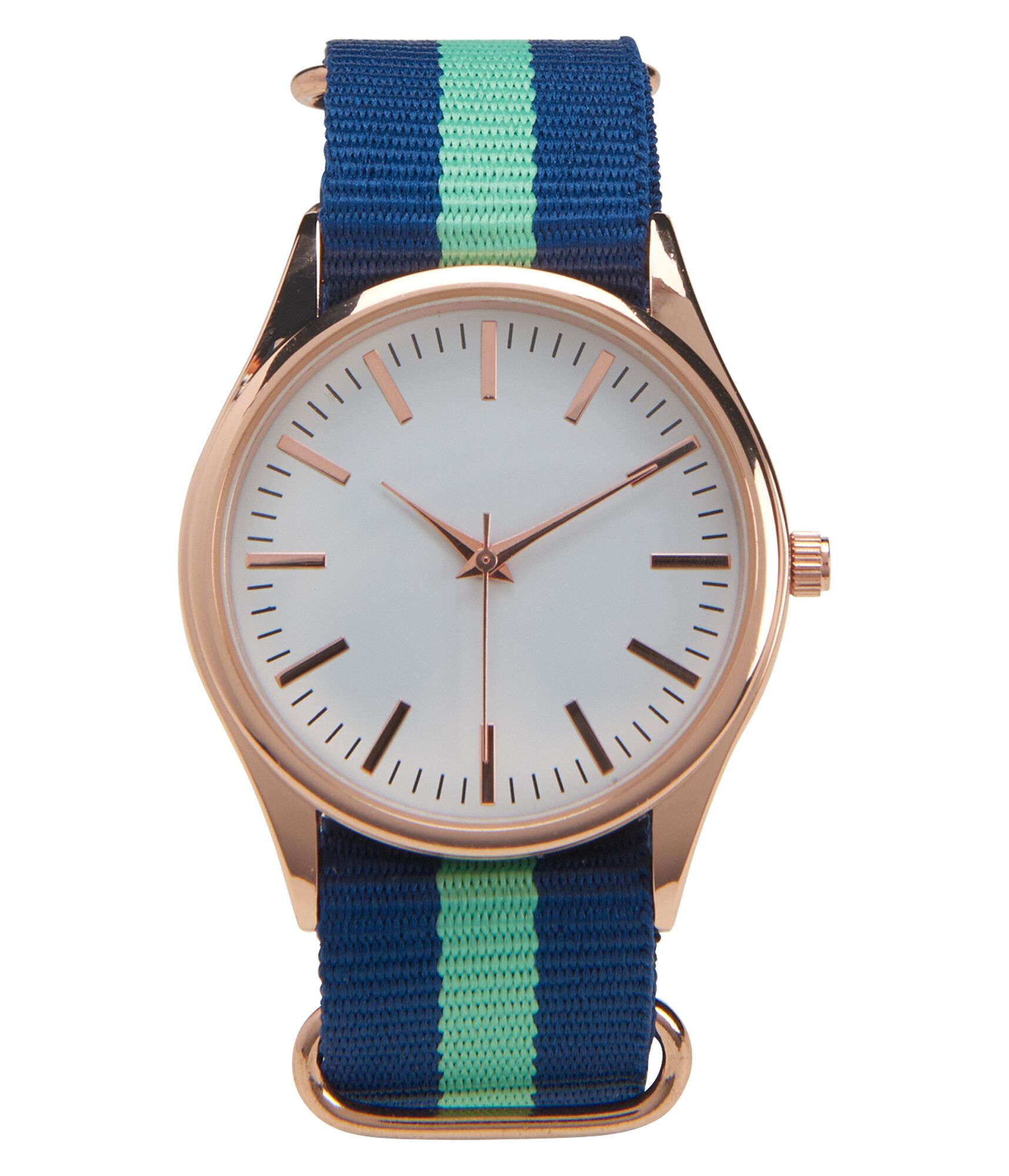 Striped Grosgrain Analog Watch