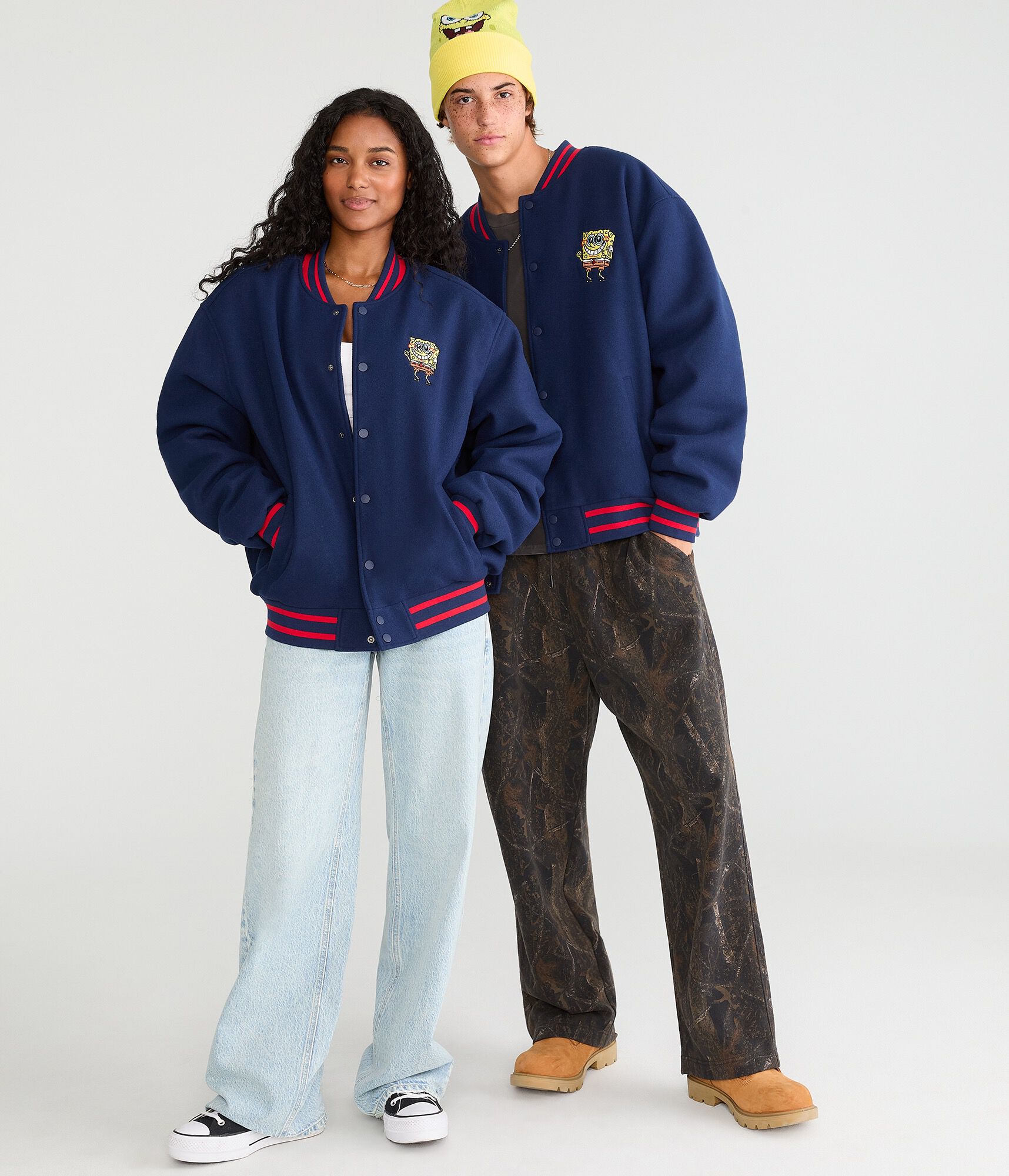 SpongeBob x Aero Faux Wool Bomber Jacket