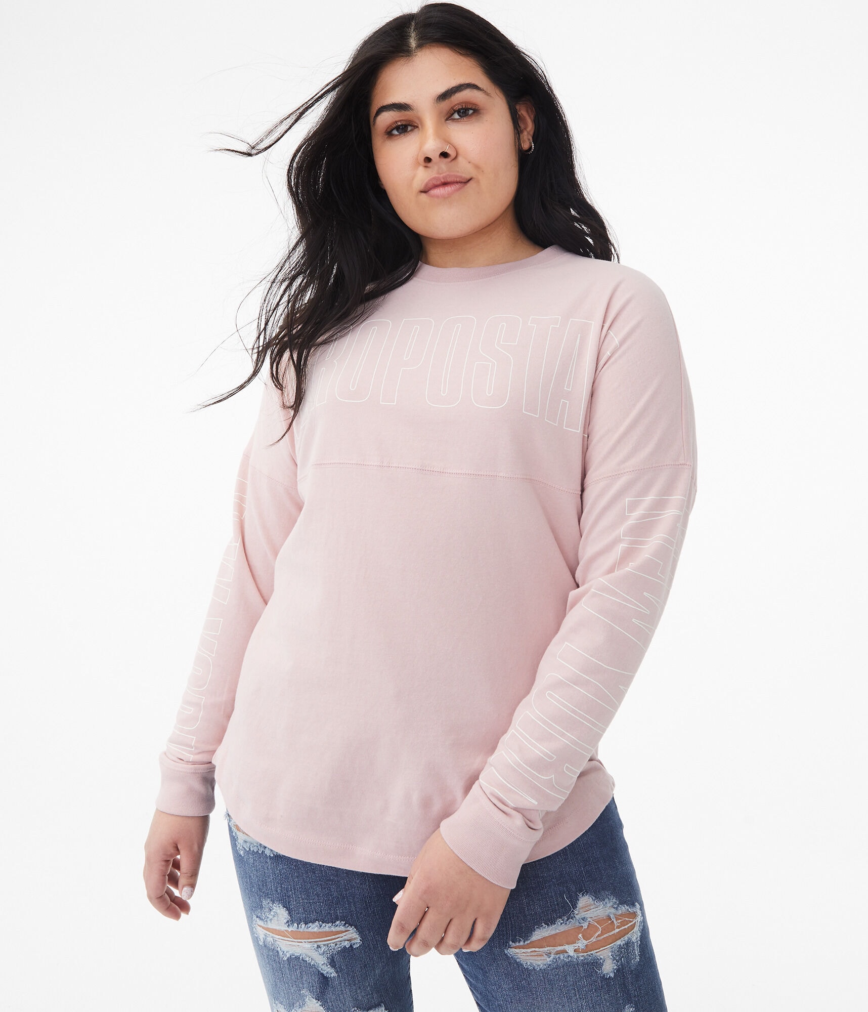 Long Sleeve Aeropostale New York Oversized Graphic Tee
