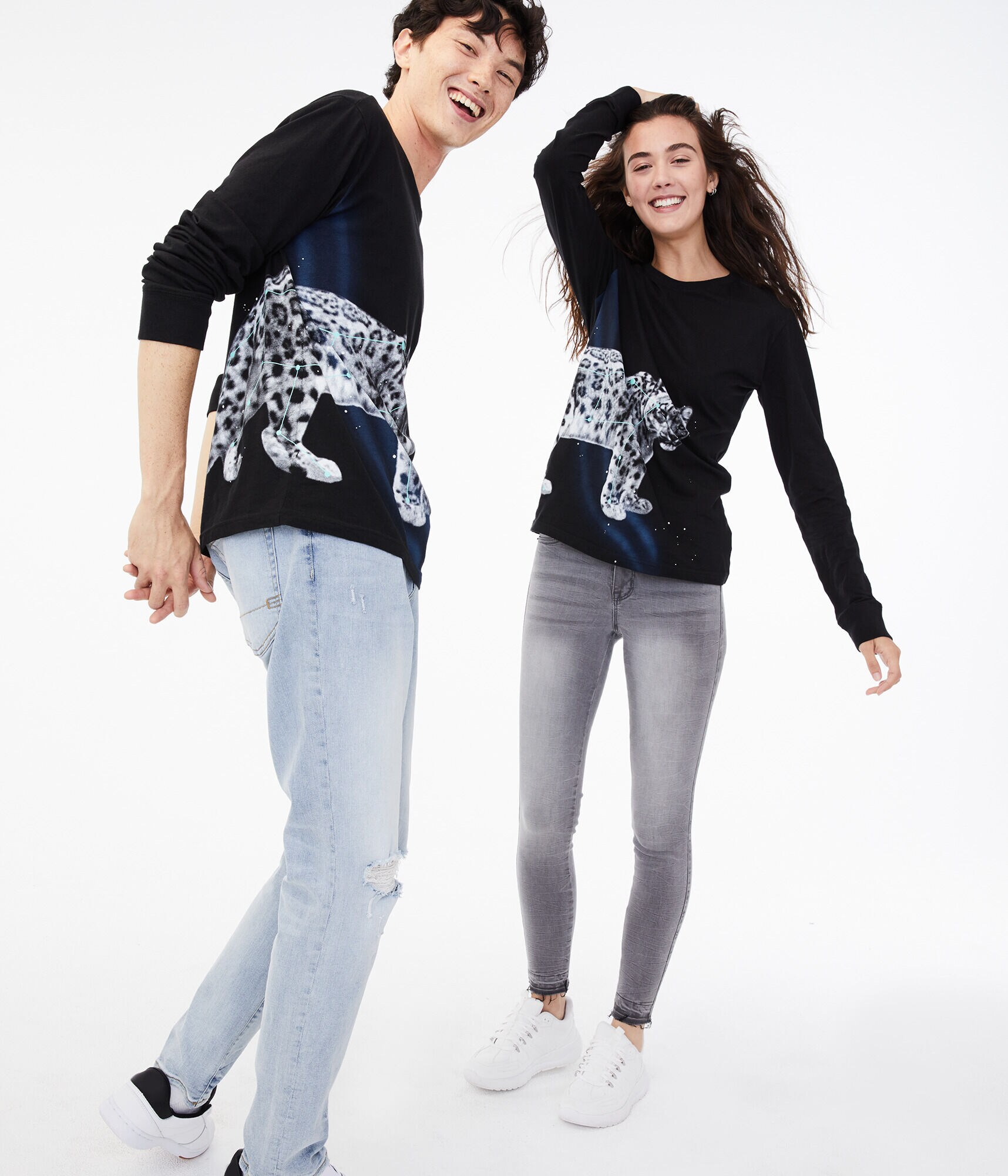 Long Sleeve Jaguar Spirit Animal Graphic Tee