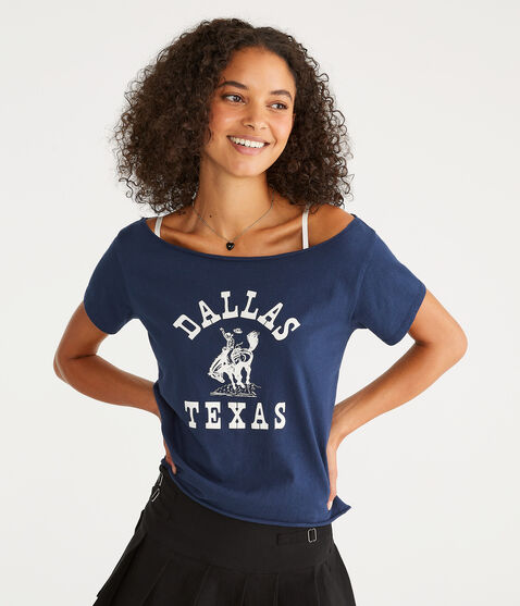 Dallas Texas Off-The-Shoulder Graphic Tee