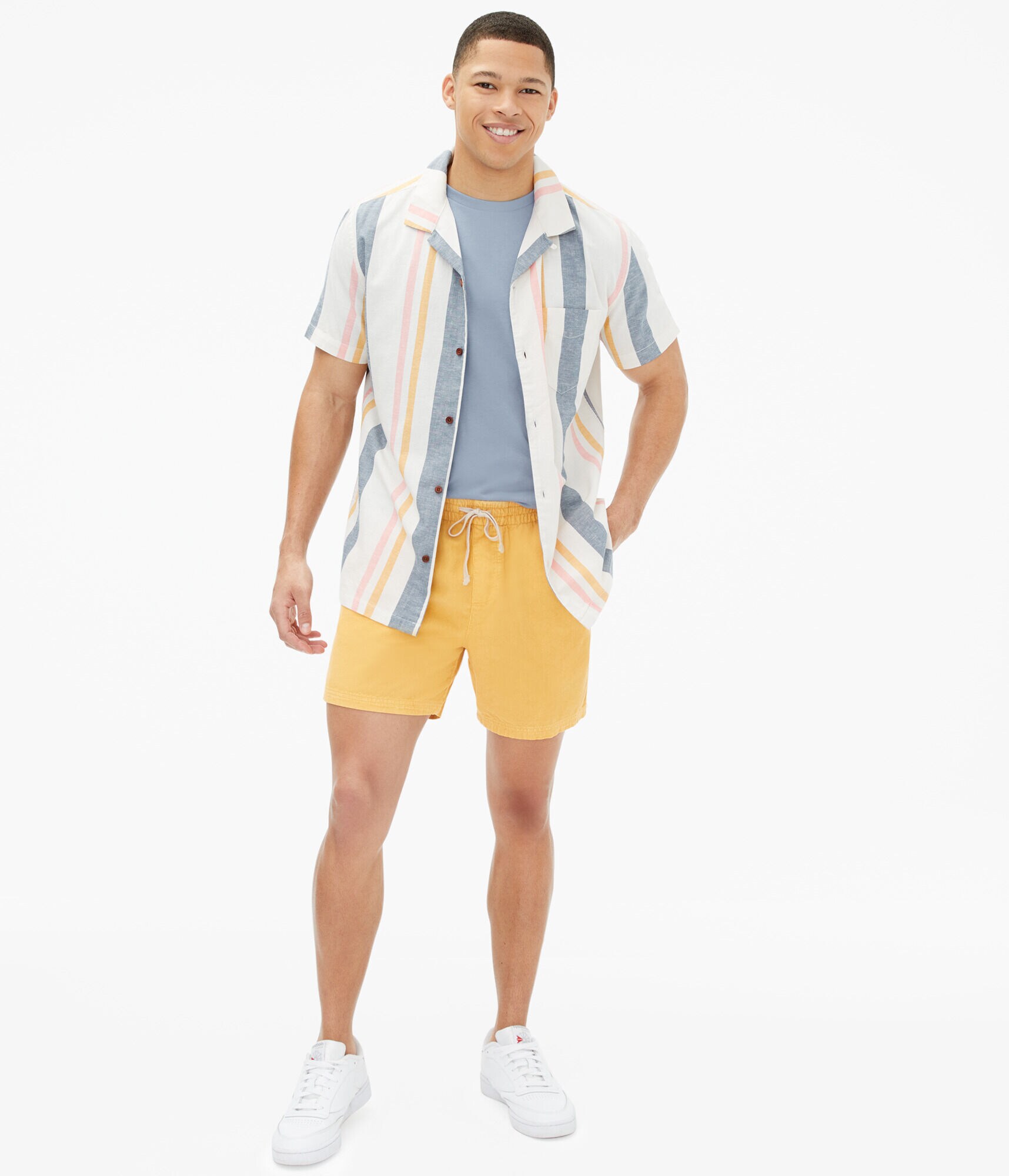 Vertical Stripe Button-Down Resort Shirt