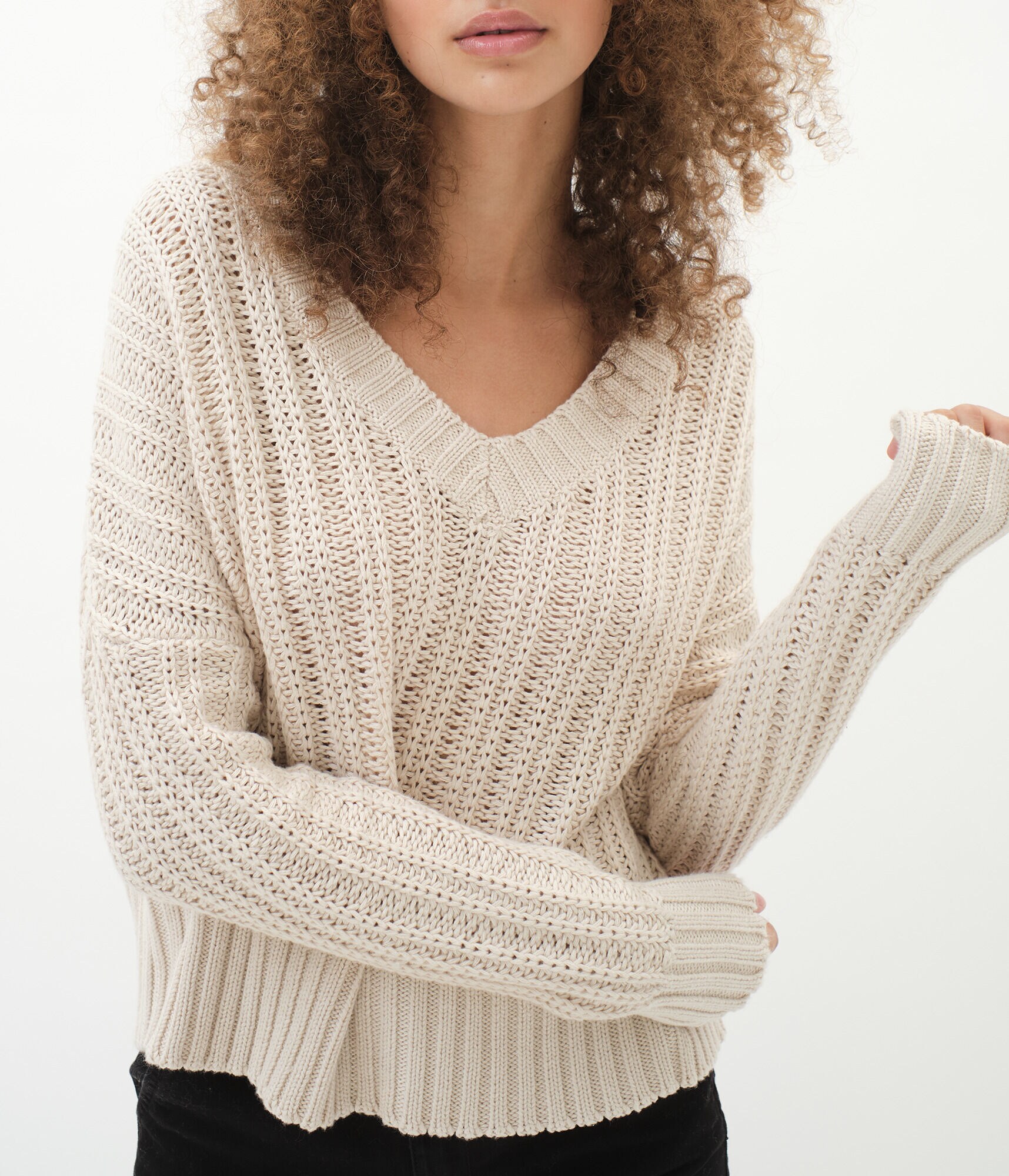 Ribbed V-Neck Sweater