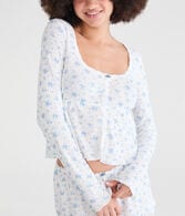 Long Sleeve Cropped Babydoll Sleep Tee