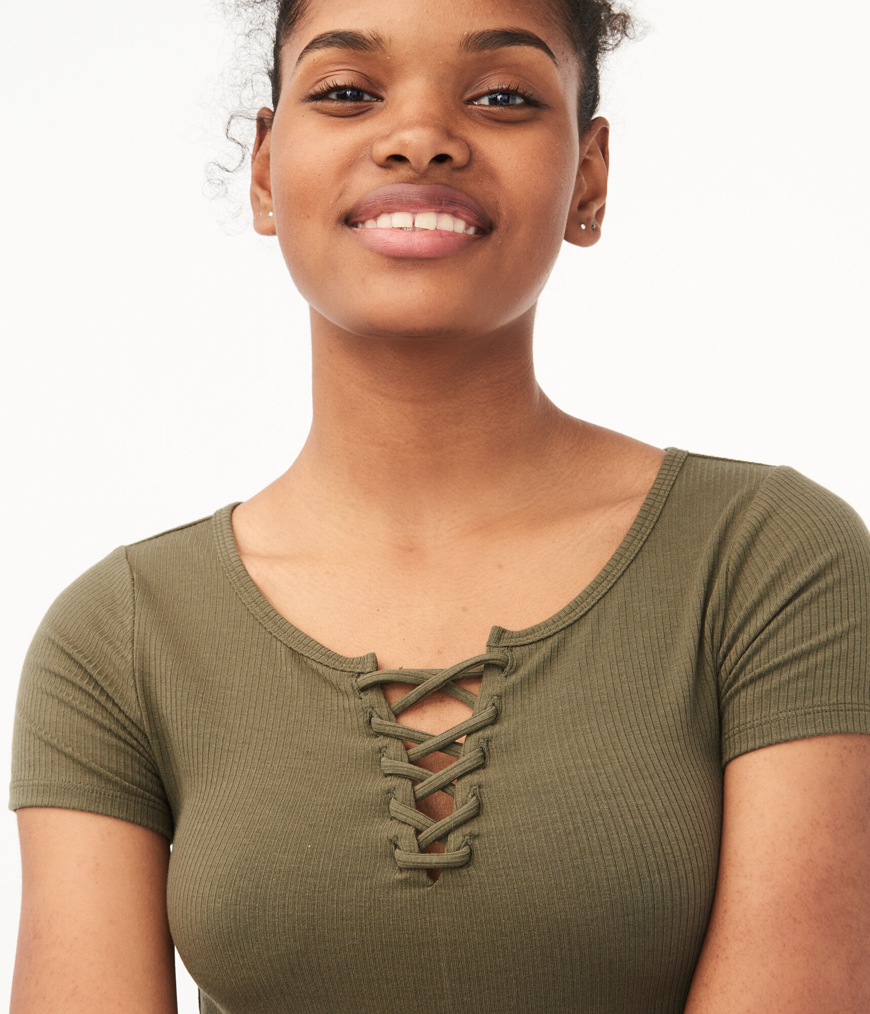 Seriously Soft Lace-Up Bodycon Top