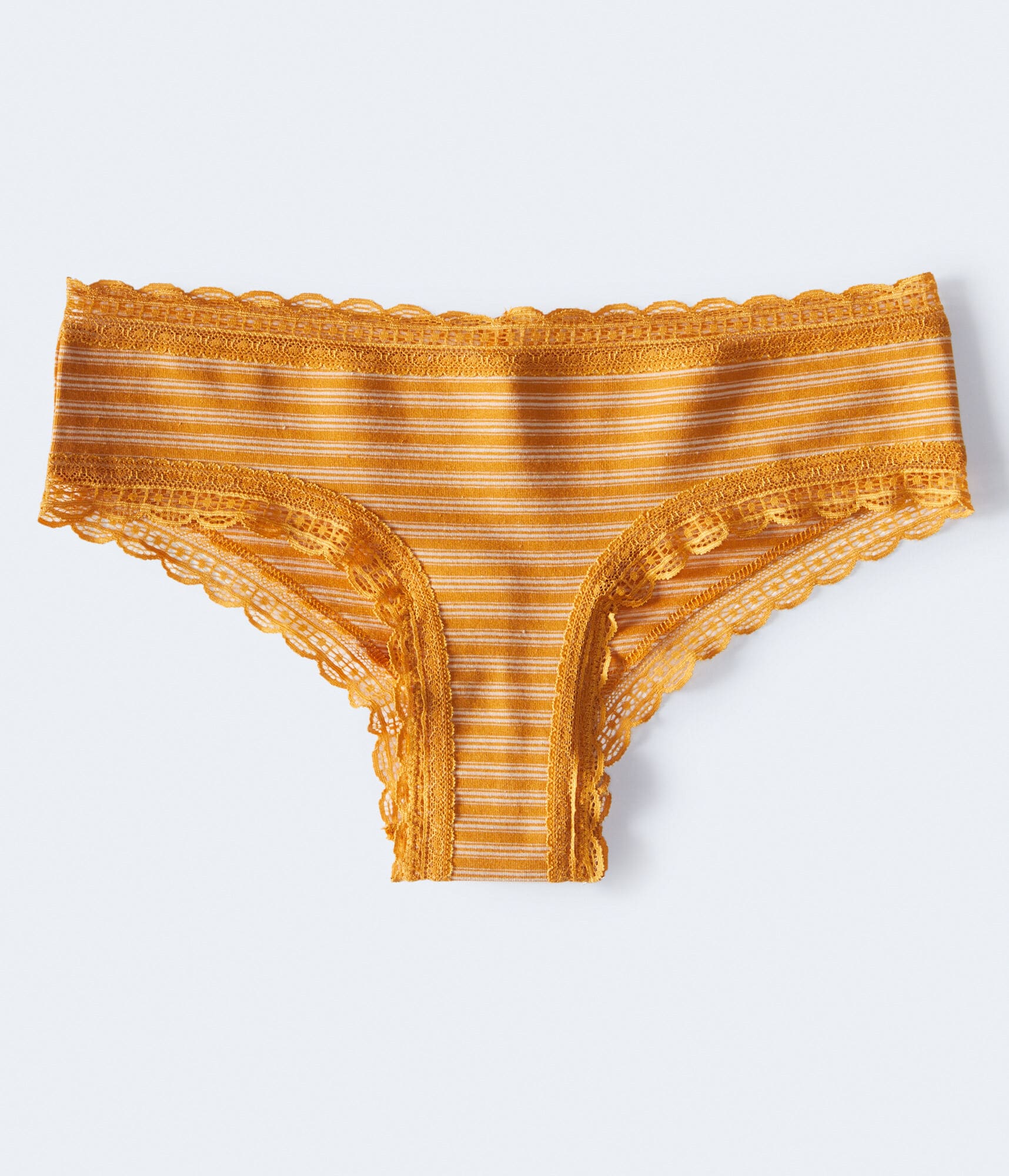 Thin Stripe Lace-Trim Cheeky