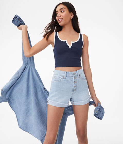 Contrast-Trim Cropped Tank*** Contrast-Trim Cropped Tank***