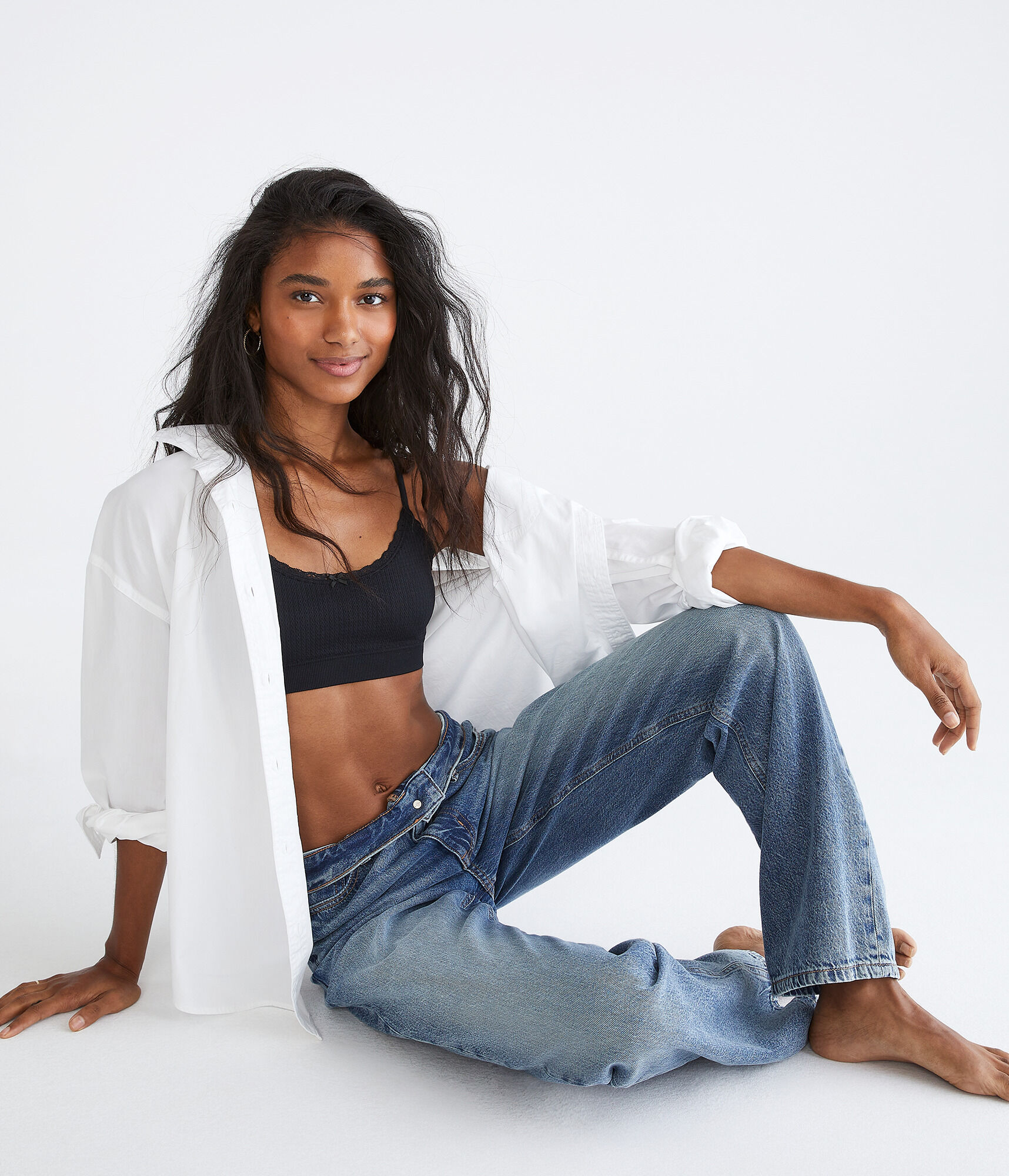 Seamless Lace-Trim Scoop Bralette