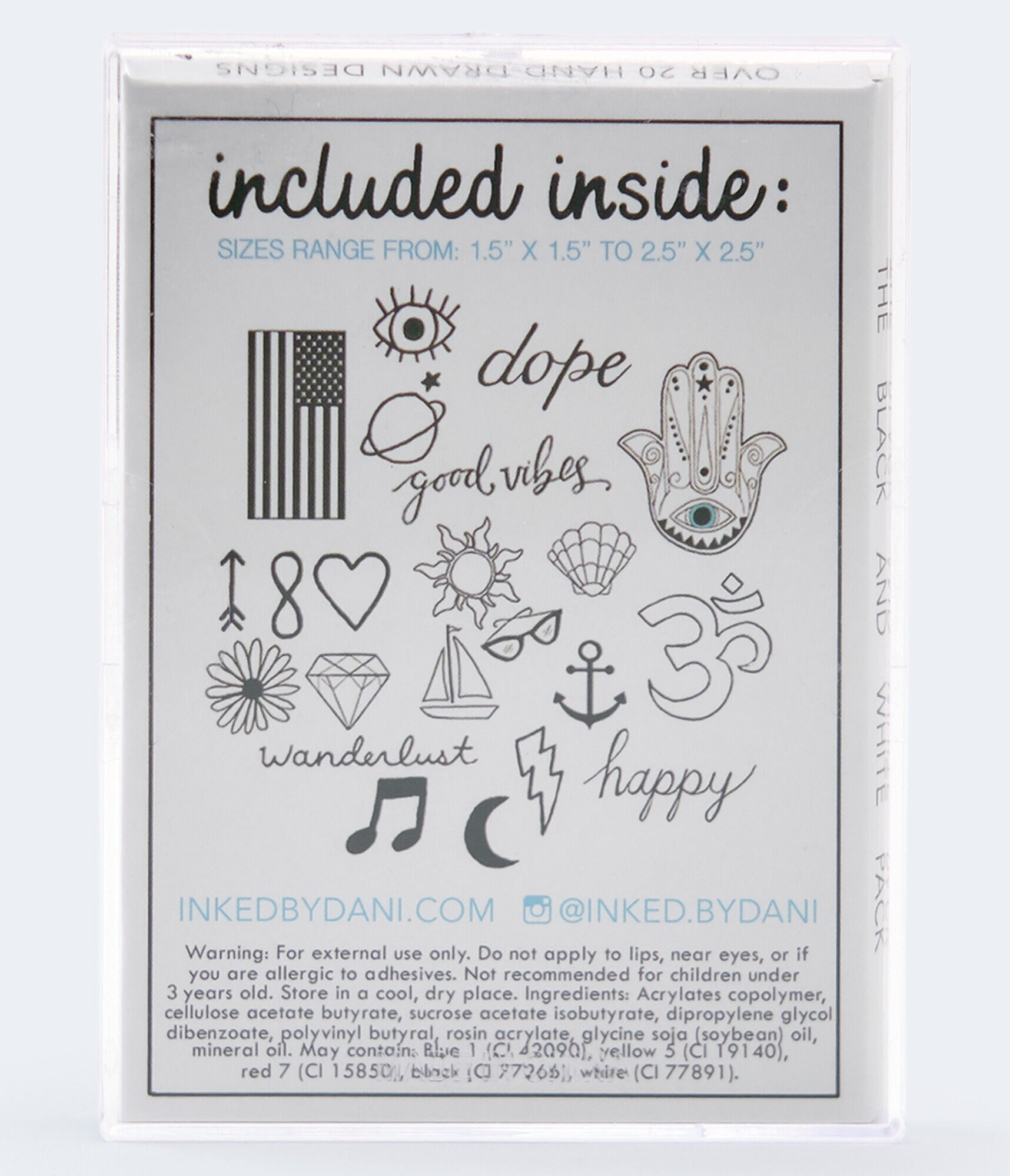 Inked By Dani Black &amp; White Temporary Tattoos