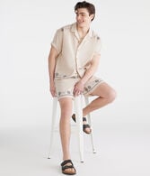 Floral Border All Day Linen Jogger Shorts 7"