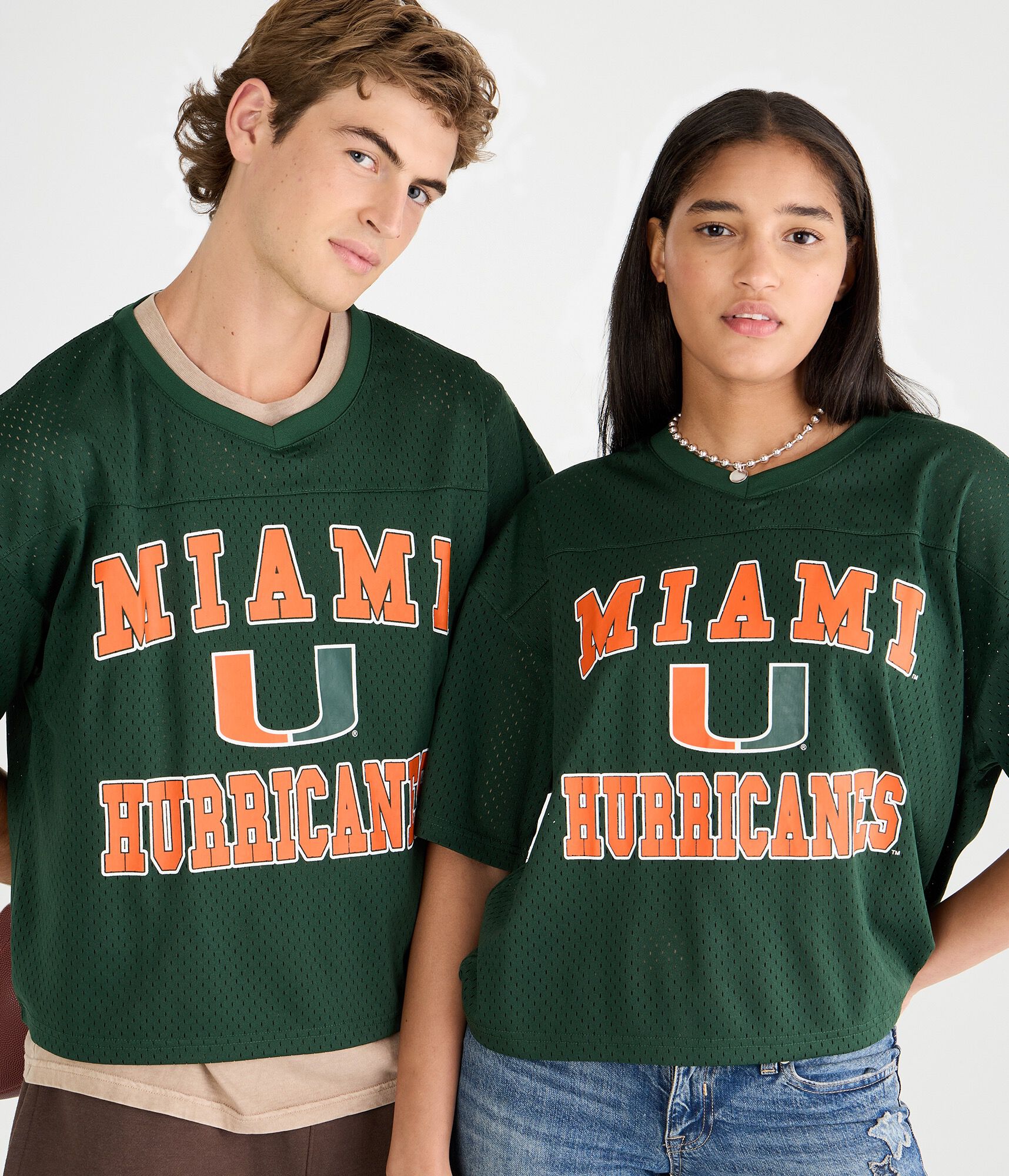 Miami Hurricanes Boxy Mesh V-Neck Top