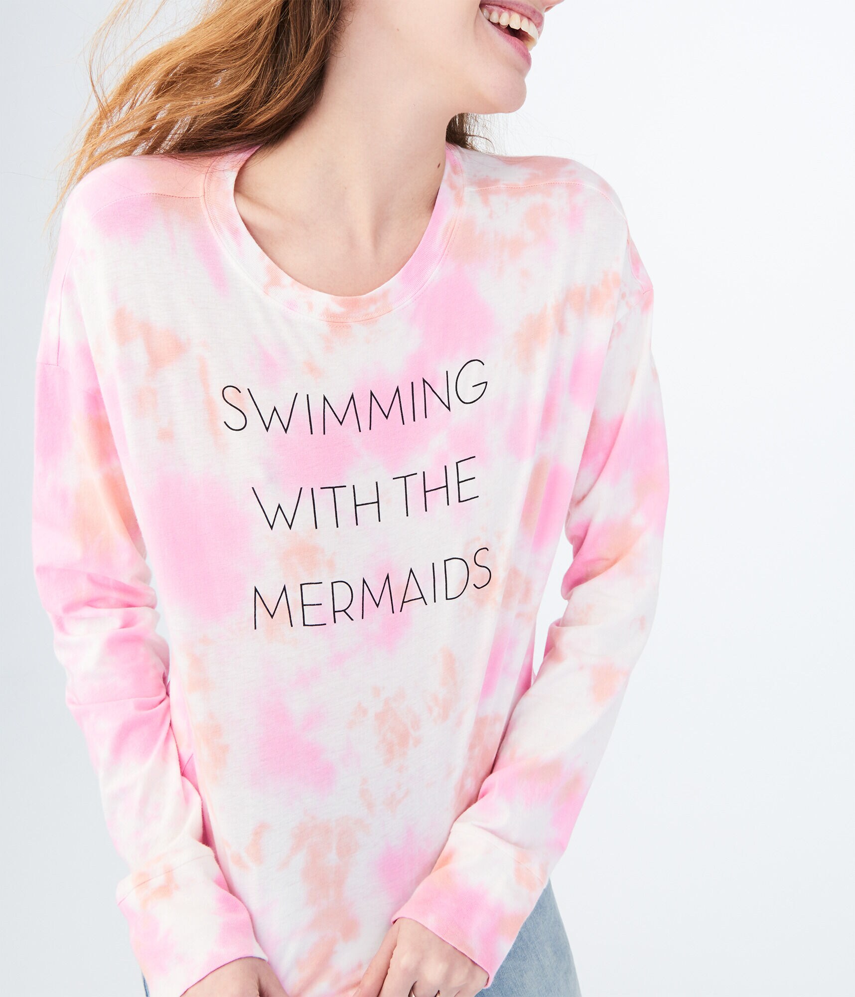 Long Sleeve Mermaids Tie-Dye Graphic Tee