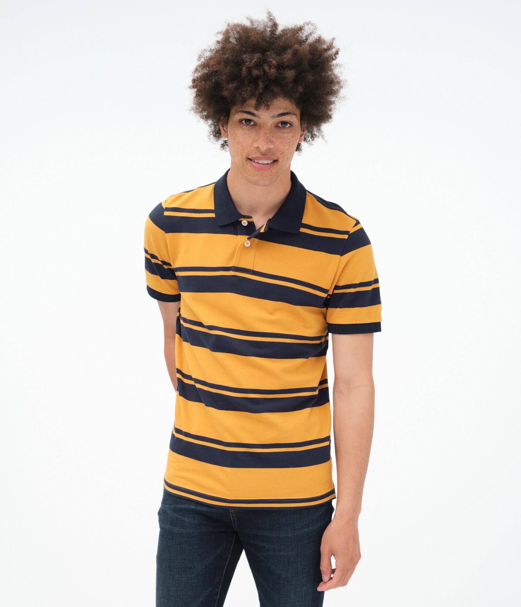 Mixed Stripe Piqu&eacute; Polo