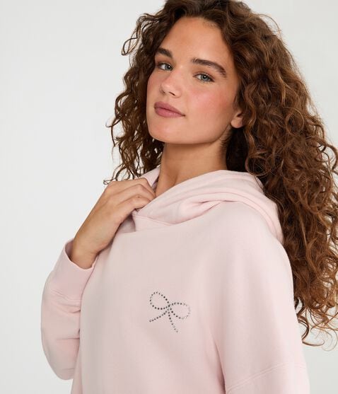 Cloud Soft Rhinestone Bow Pullover Hoodie Cloud Soft Rhinestone Bow Pullover Hoodie