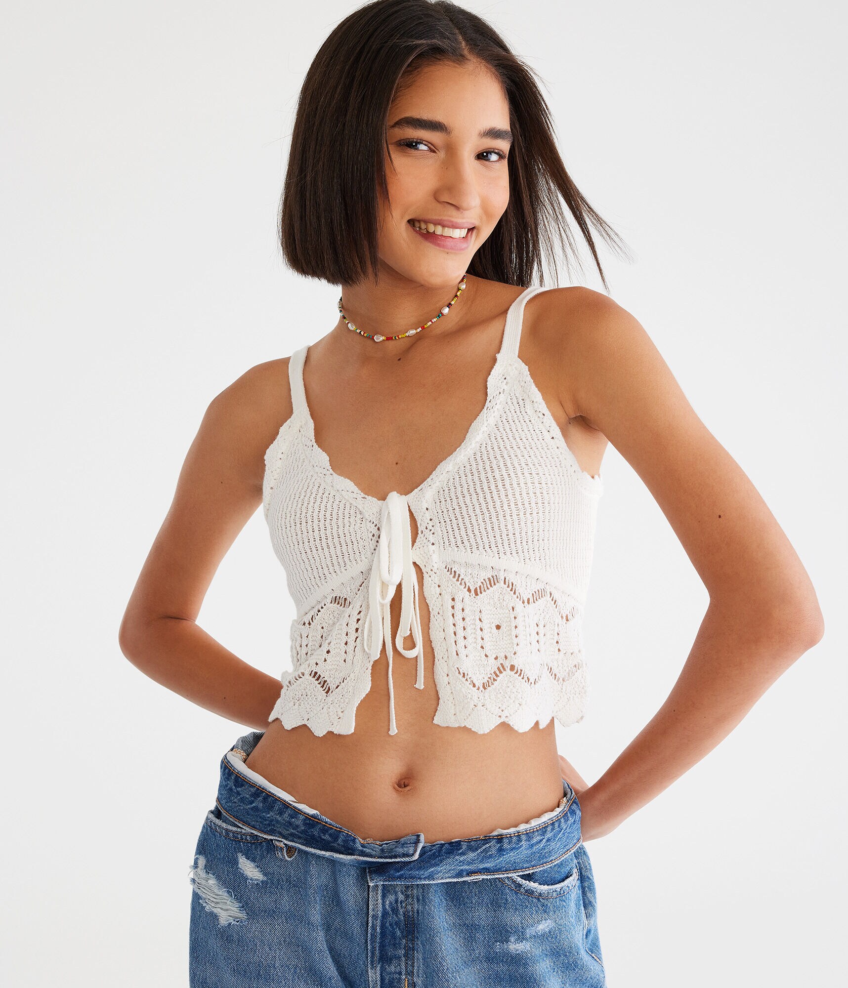Open-Stitch Flyaway Sweater Tank