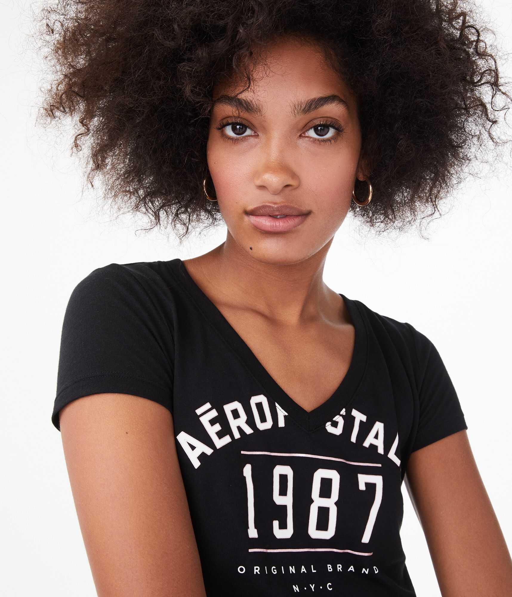 Aeropostale 1987 V-Neck Graphic Tee