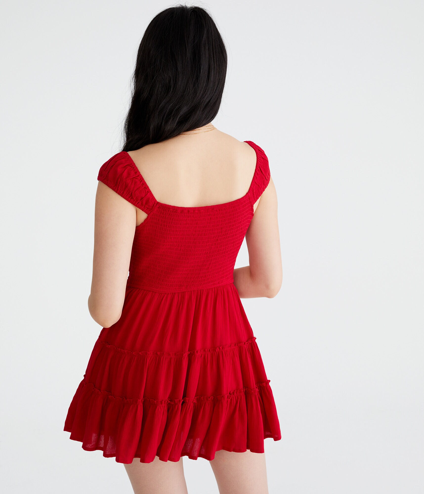 Solid Scoop-Neck Smocked Fit &amp; Flare Dress