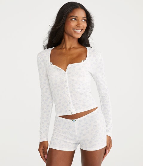 Long Sleeve Printed Sleep Top