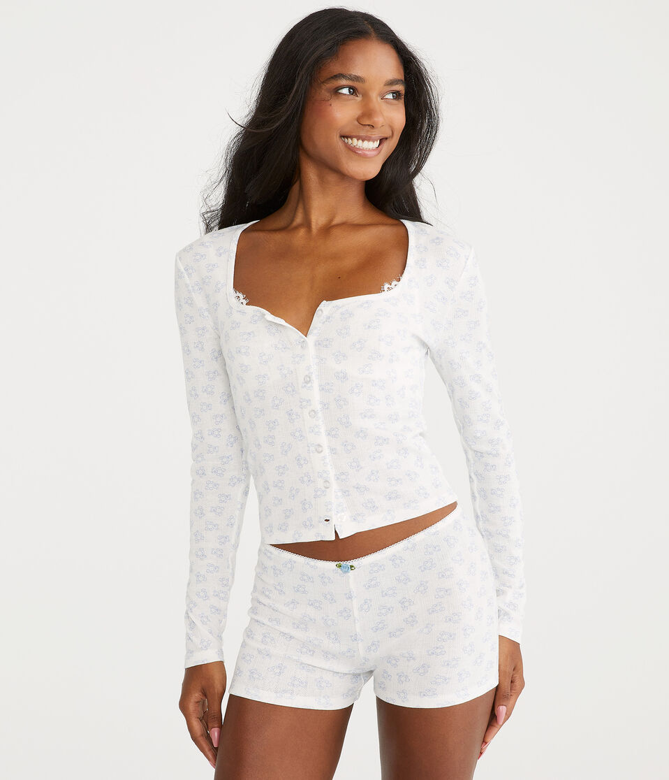Long Sleeve Printed Sleep Top