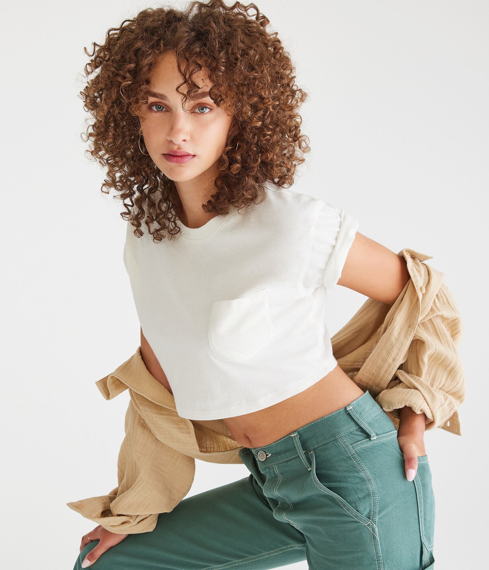 Boxy Boyfriend Cropped Crew Pocket Tee