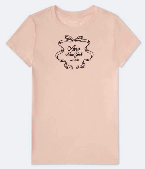 Aero New York Ribbon Flocked Graphic Tee Aero New York Ribbon Flocked Graphic Tee